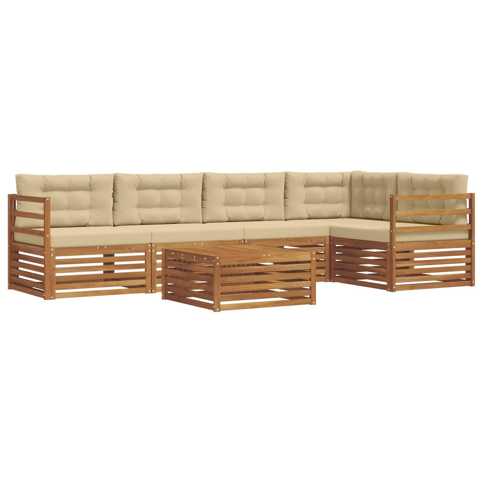 vidaXL Outdoor-Sofagarnitur mit Kissen 6 pcs Natur und Beige