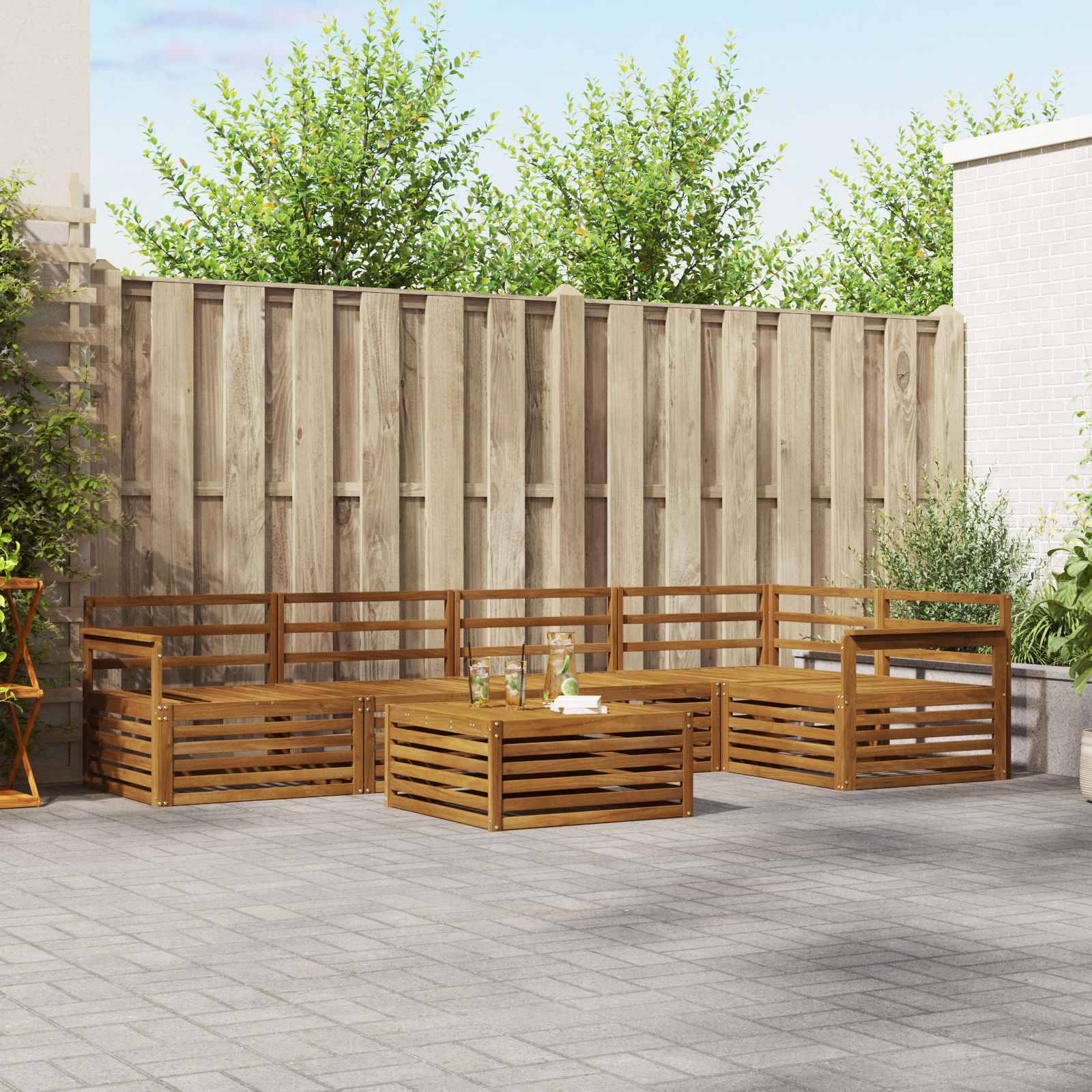 vidaXL Outdoor-Sofagarnitur 6 pcs Natur Massivholz Akazie