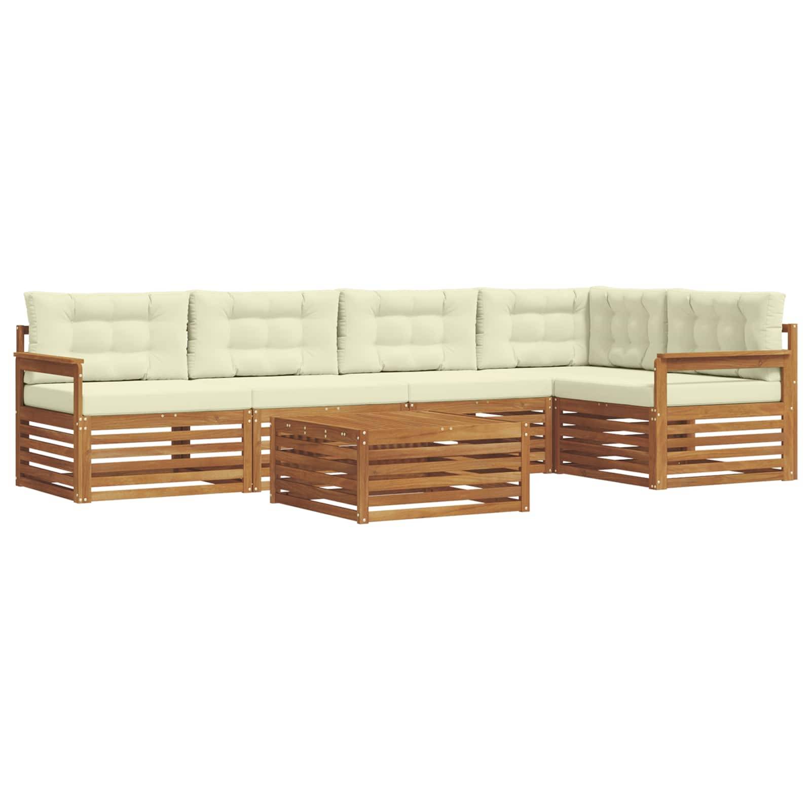 vidaXL Outdoor-Sofagarnitur mit Kissen 6 pcs Natur und Creme
