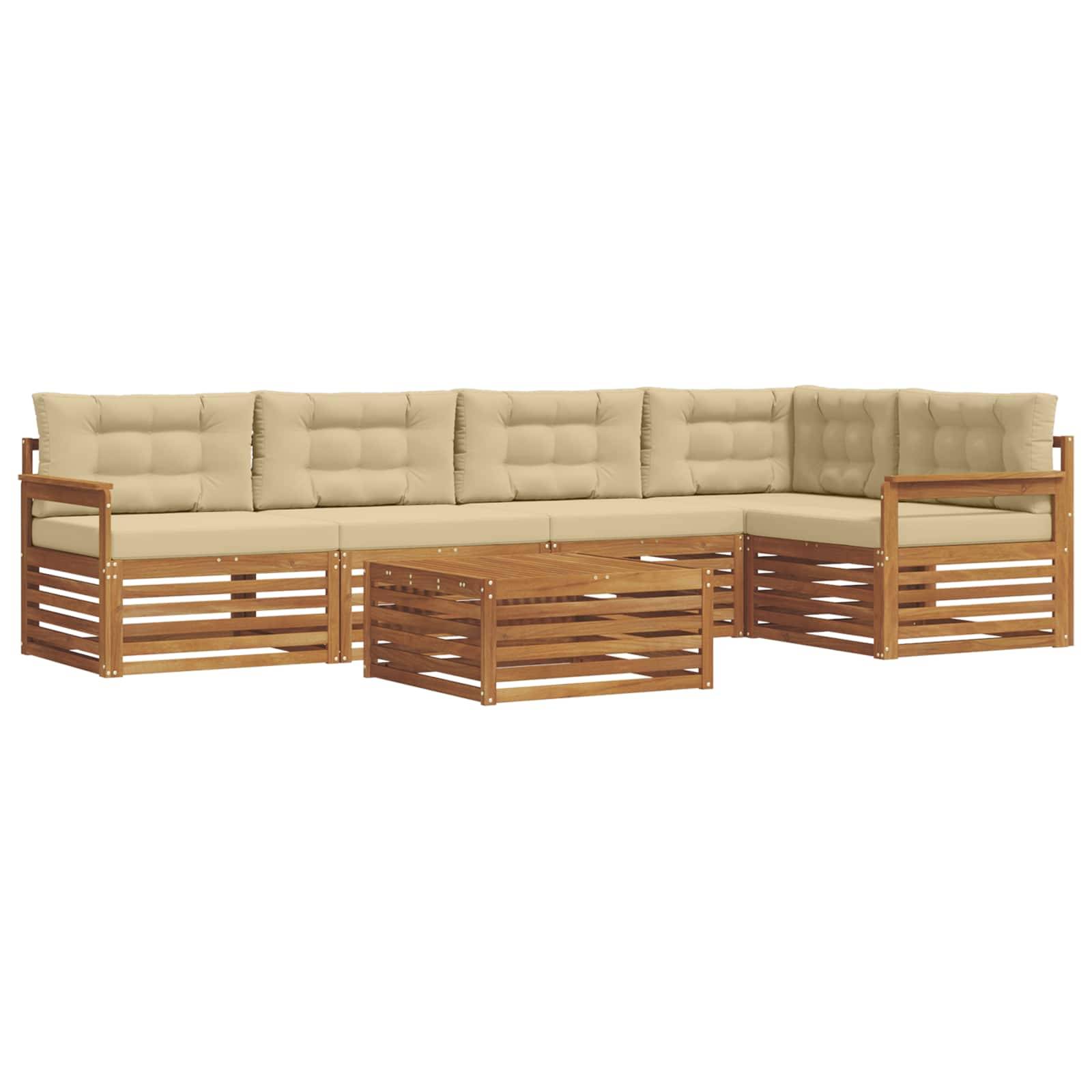 vidaXL Outdoor-Sofagarnitur mit Kissen 6 pcs Natur und Beige