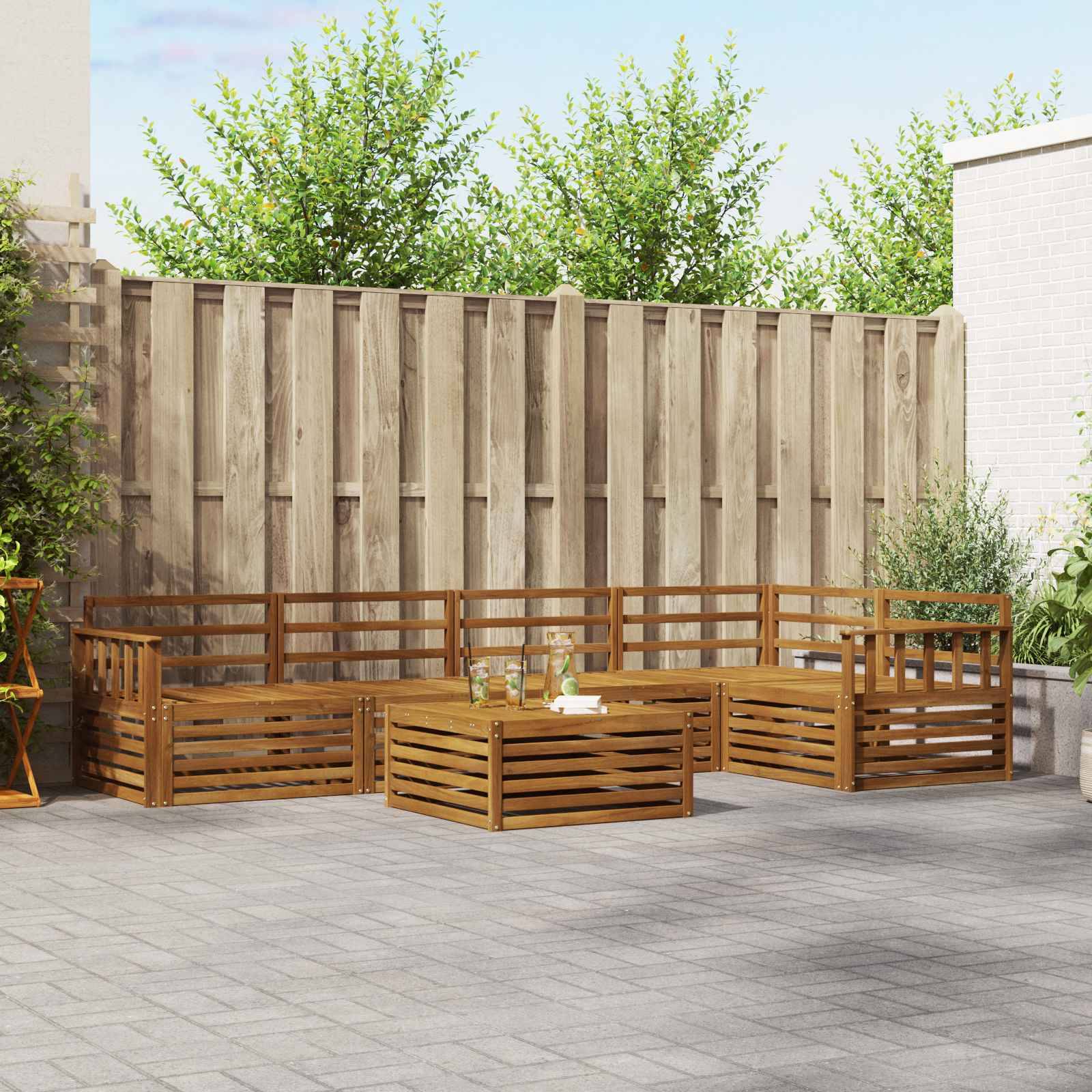 vidaXL Outdoor-Sofagarnitur 6 pcs Natur Massivholz Akazie