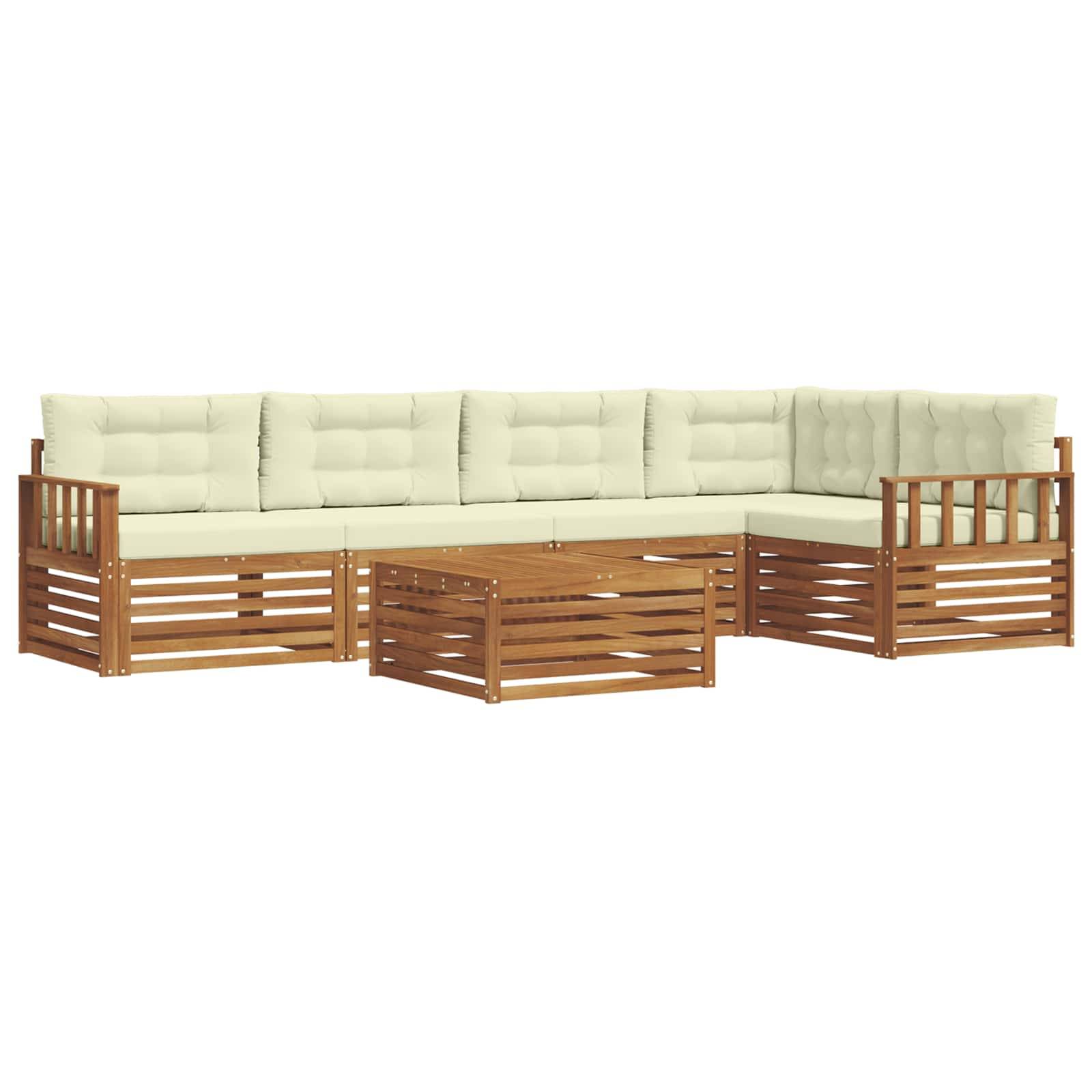 vidaXL Outdoor-Sofagarnitur mit Kissen 6 pcs Natur und Creme
