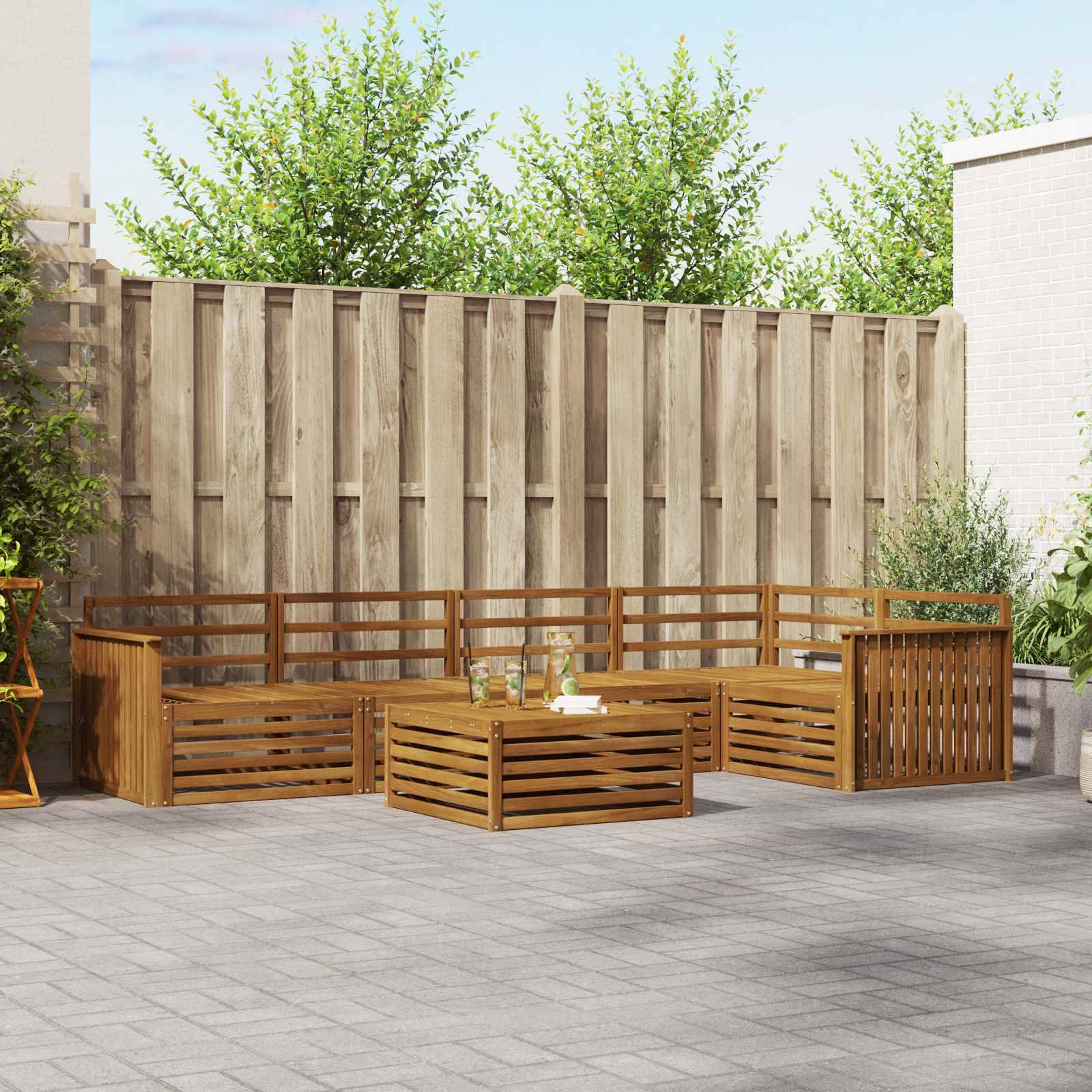 vidaXL Outdoor-Sofagarnitur 6 pcs Natur Massivholz Akazie