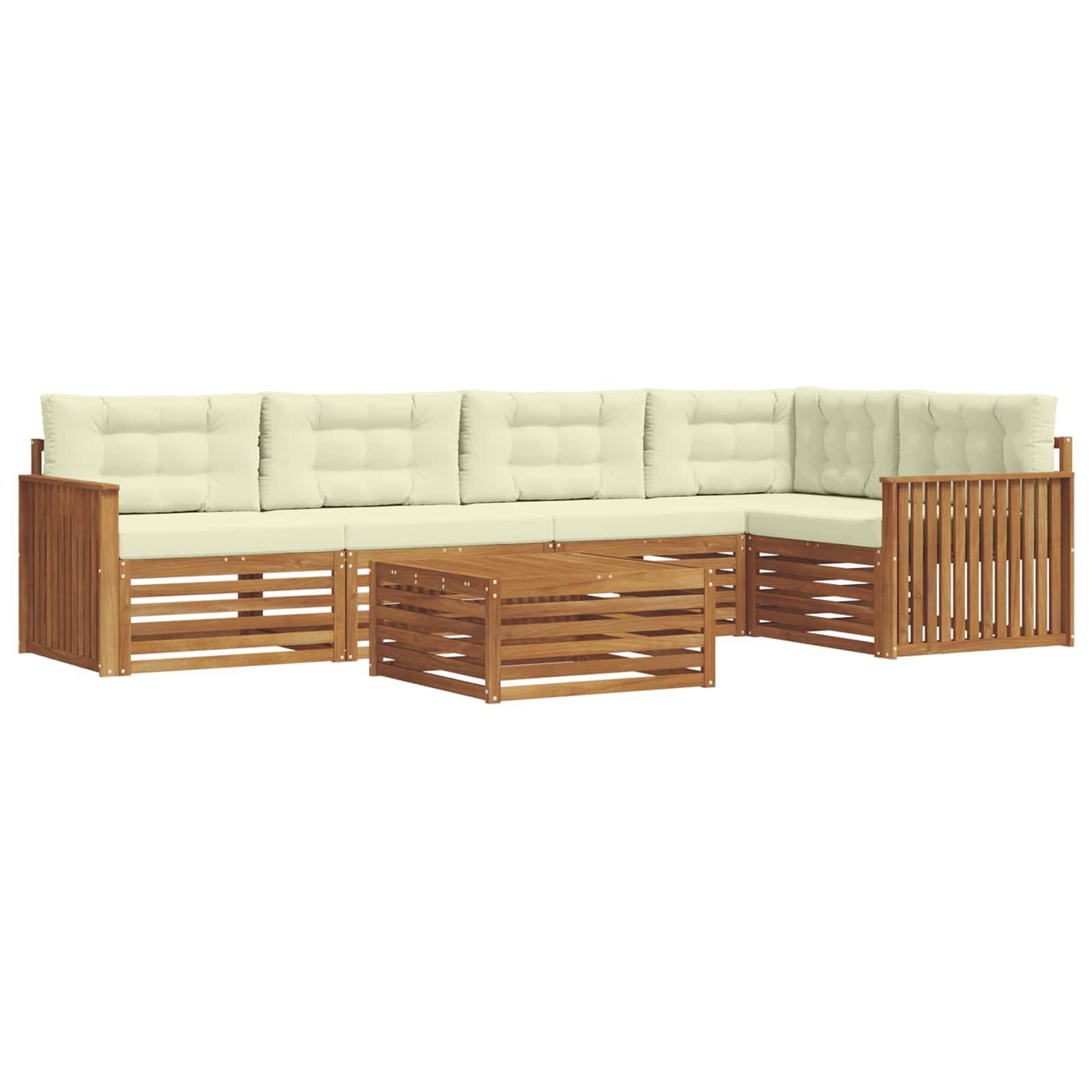 vidaXL Outdoor-Sofagarnitur mit Kissen 6 pcs Natur und Creme