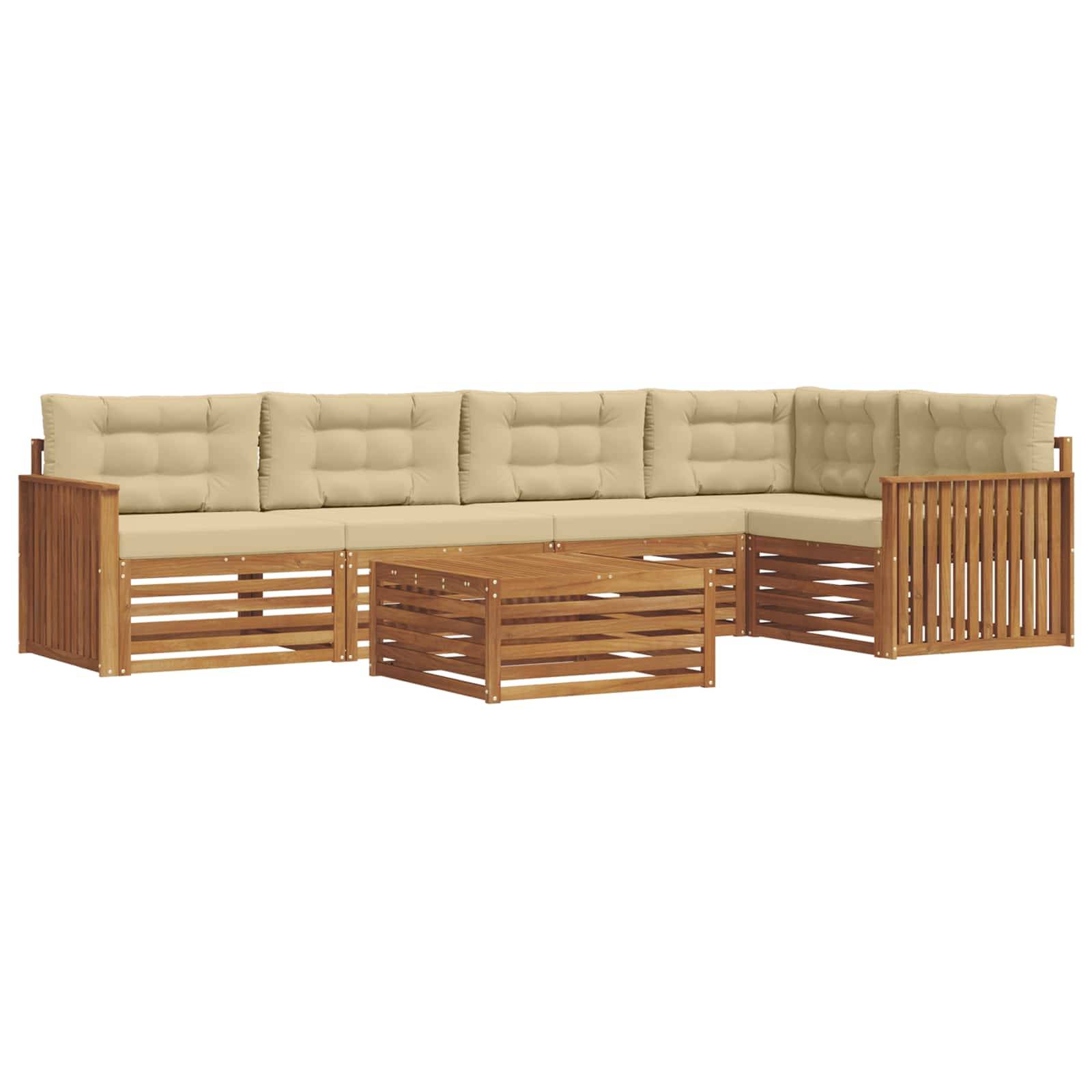 vidaXL Outdoor-Sofagarnitur mit Kissen 6 pcs Natur und Beige