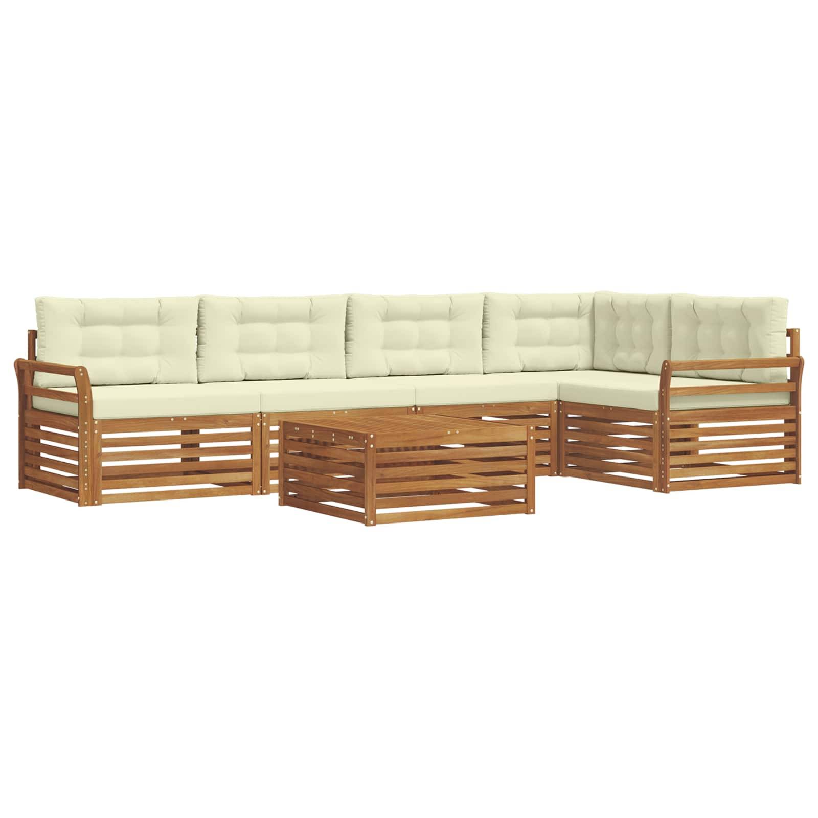 vidaXL Outdoor-Sofagarnitur mit Kissen 6 pcs Natur und Creme