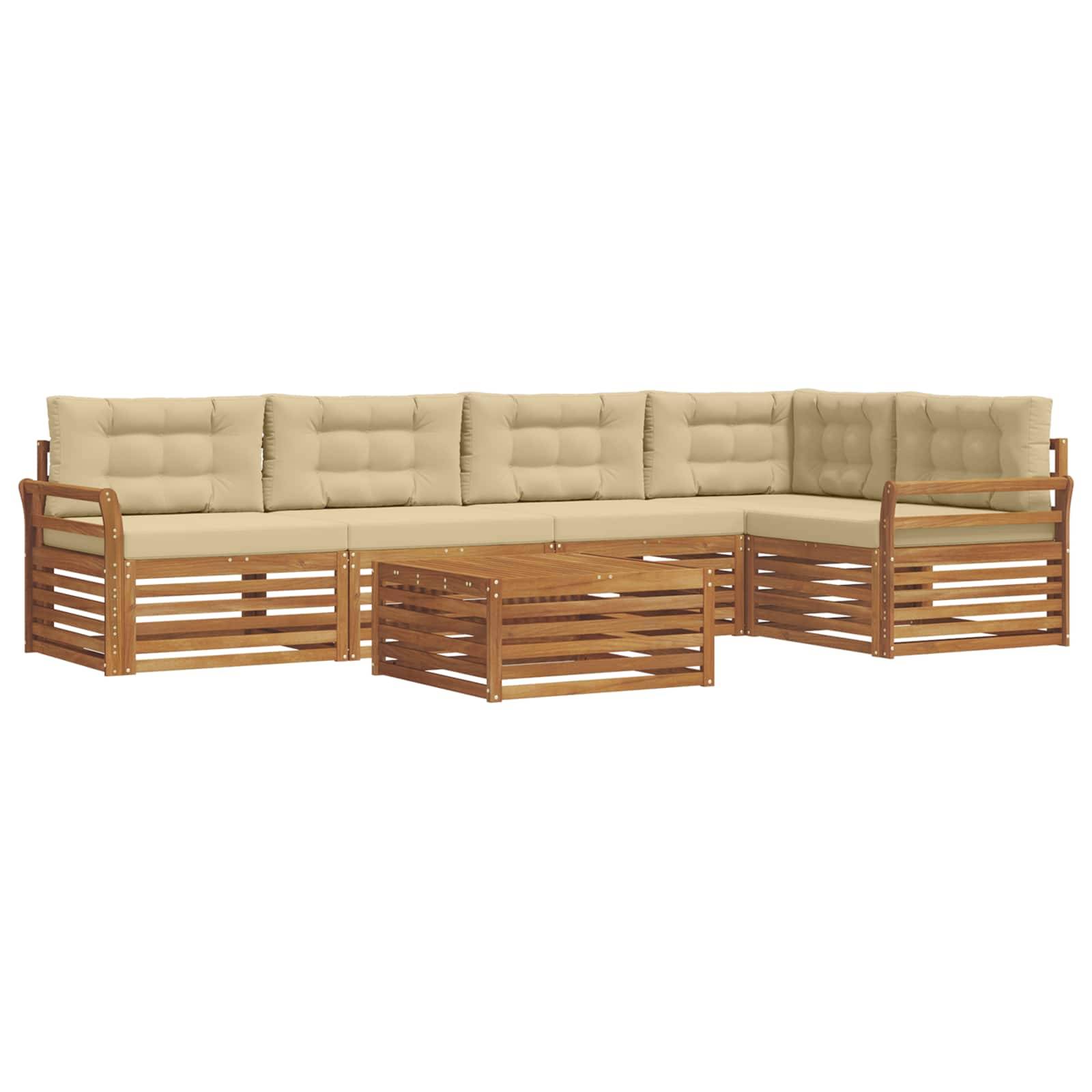 vidaXL Outdoor-Sofagarnitur mit Kissen 6 pcs Natur und Beige
