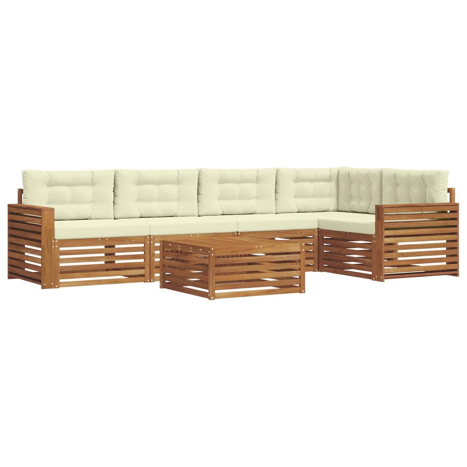 vidaXL Outdoor-Sofagarnitur mit Kissen 6 pcs Natur und Creme