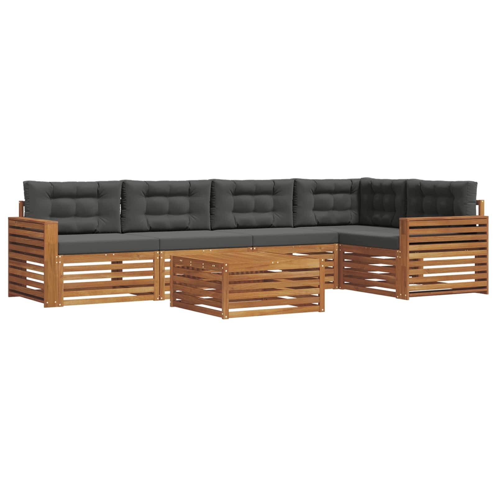 vidaXL Outdoor-Sofagarnitur mit Kissen 6 pcs Natur und Anthrazit