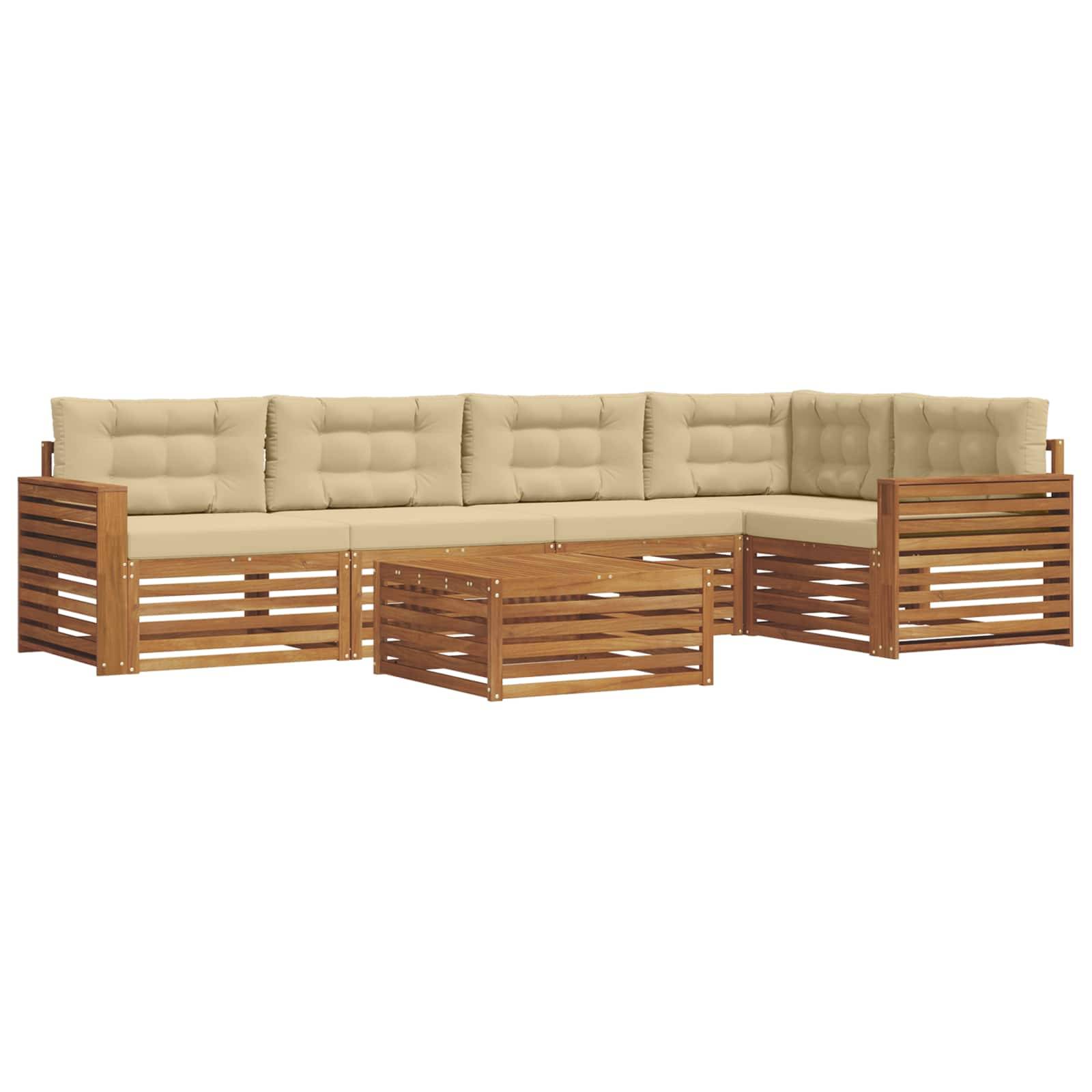 vidaXL Outdoor-Sofagarnitur mit Kissen 6 pcs Natur und Beige