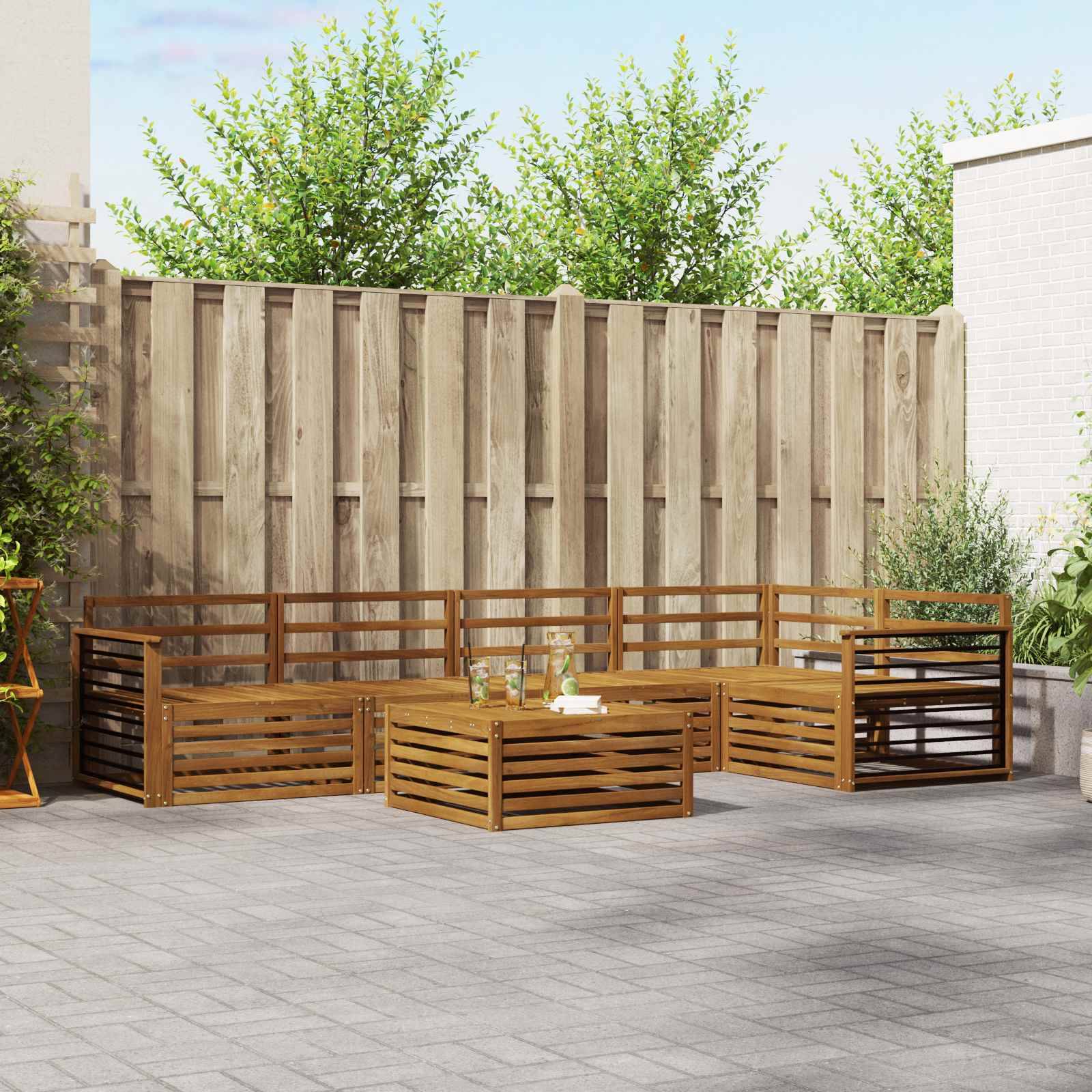 vidaXL Outdoor-Sofagarnitur 6 pcs Natur Massivholz Akazie