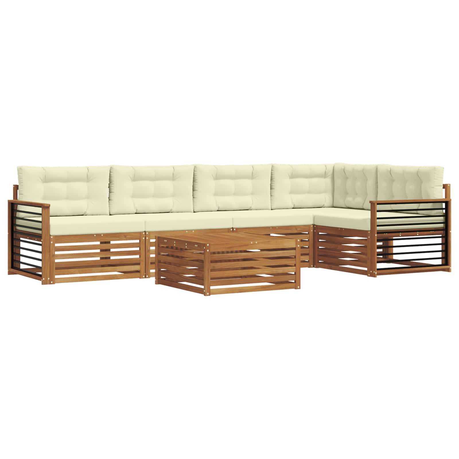 vidaXL Outdoor-Sofagarnitur mit Kissen 6 pcs Natur und Creme