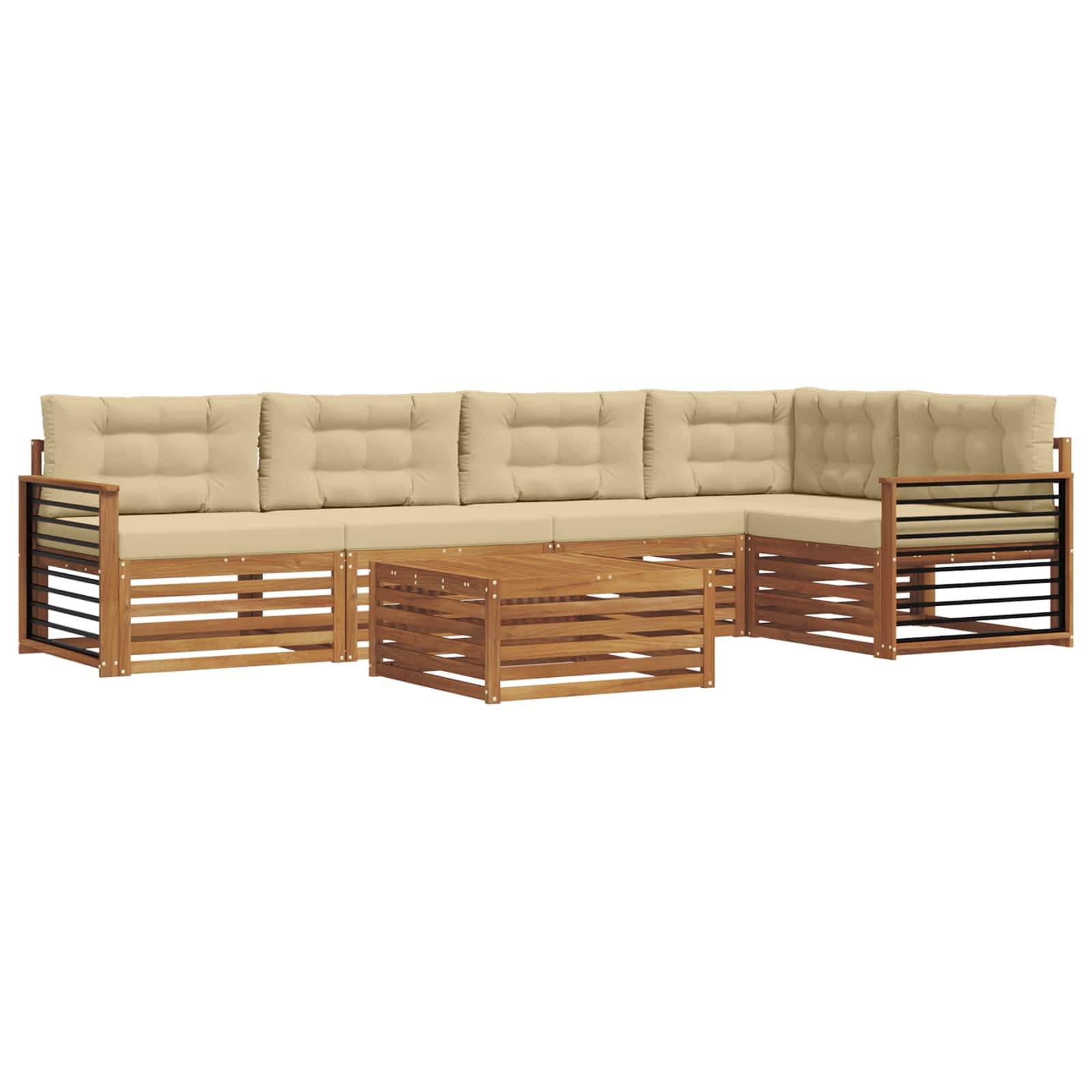 vidaXL Outdoor-Sofagarnitur mit Kissen 6 pcs Natur und Beige