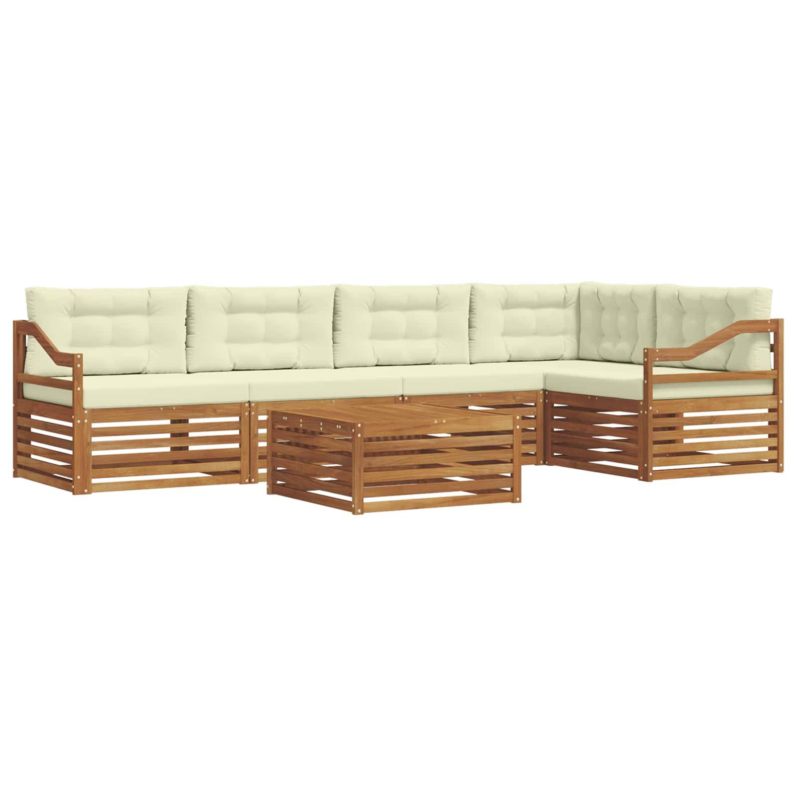 vidaXL Outdoor-Sofagarnitur mit Kissen 6 pcs Natur und Creme
