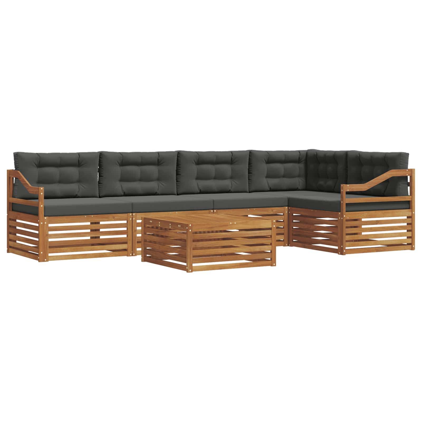 vidaXL Outdoor-Sofagarnitur mit Kissen 6 pcs Natur und Anthrazit