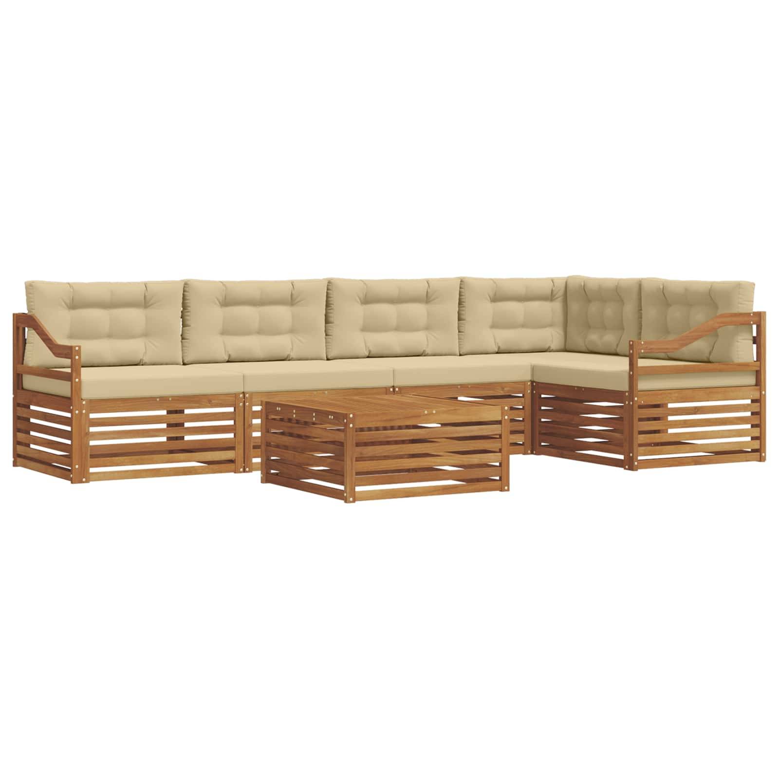 vidaXL Outdoor-Sofagarnitur mit Kissen 6 pcs Natur und Beige