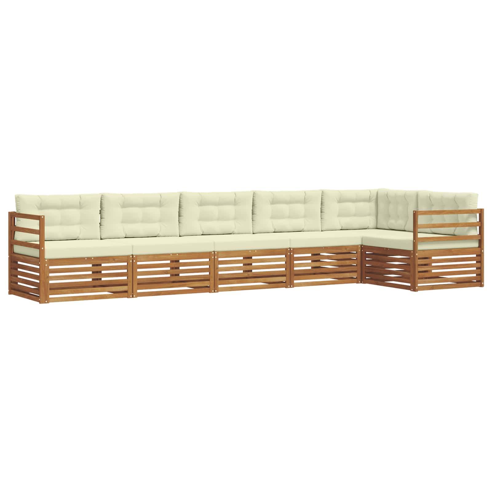vidaXL Outdoor-Sofagarnitur mit Kissen 6 pcs Natur und Creme