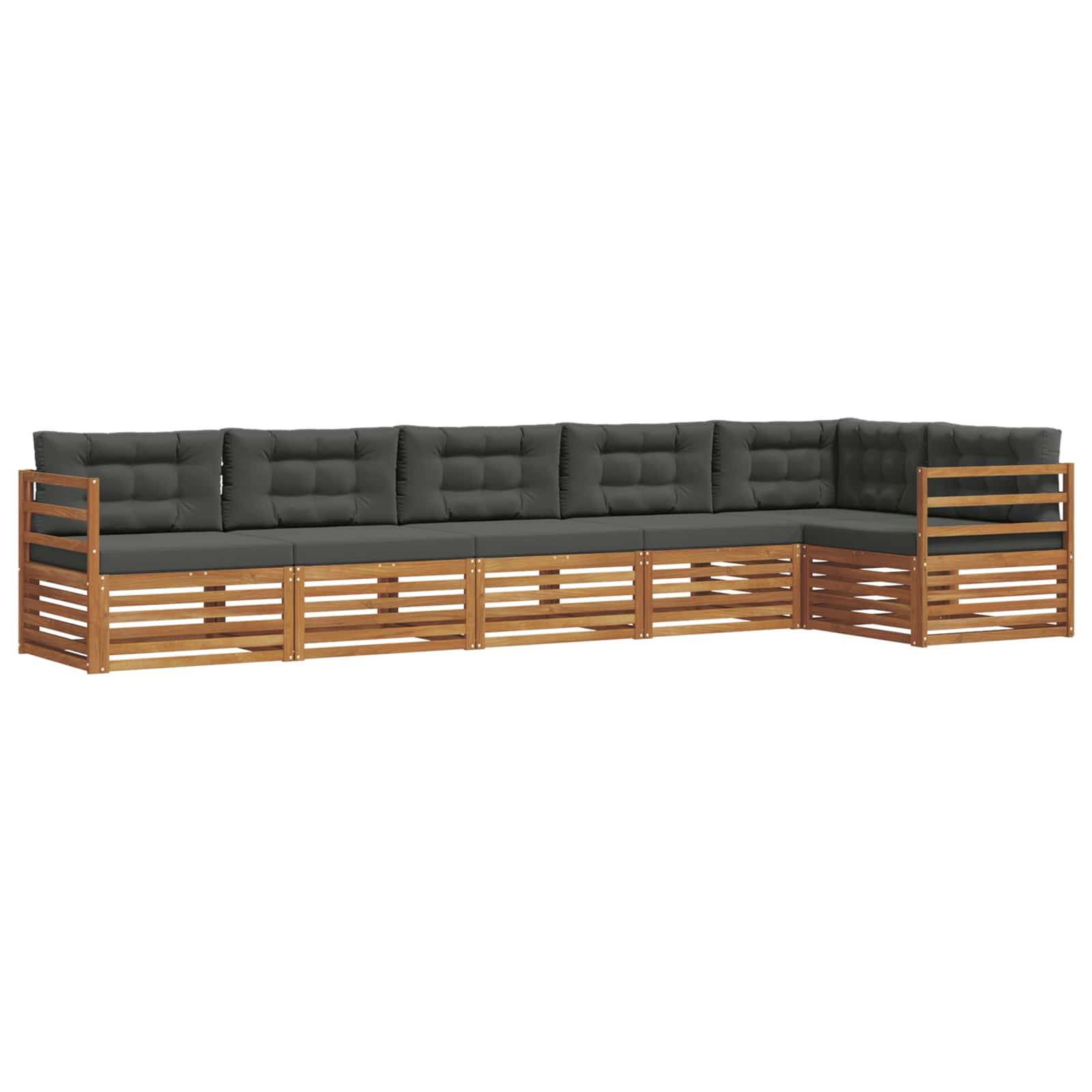 vidaXL Outdoor-Sofagarnitur mit Kissen 6 pcs Natur und Anthrazit