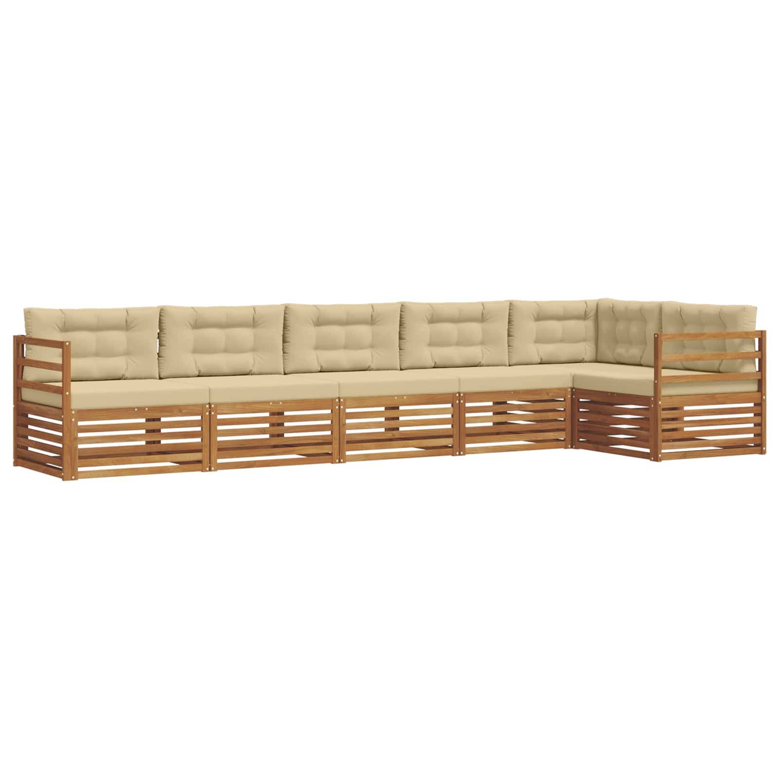 vidaXL Outdoor-Sofagarnitur mit Kissen 6 pcs Natur und Beige