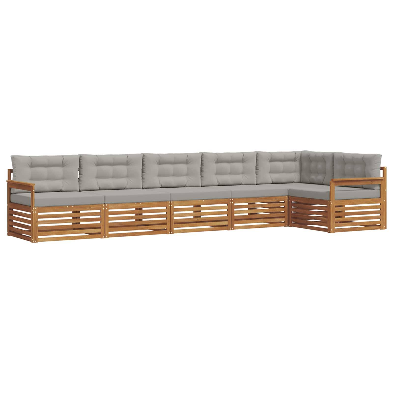 vidaXL Outdoor-Sofagarnitur mit Kissen 6 pcs Natürlich und Hellgrau