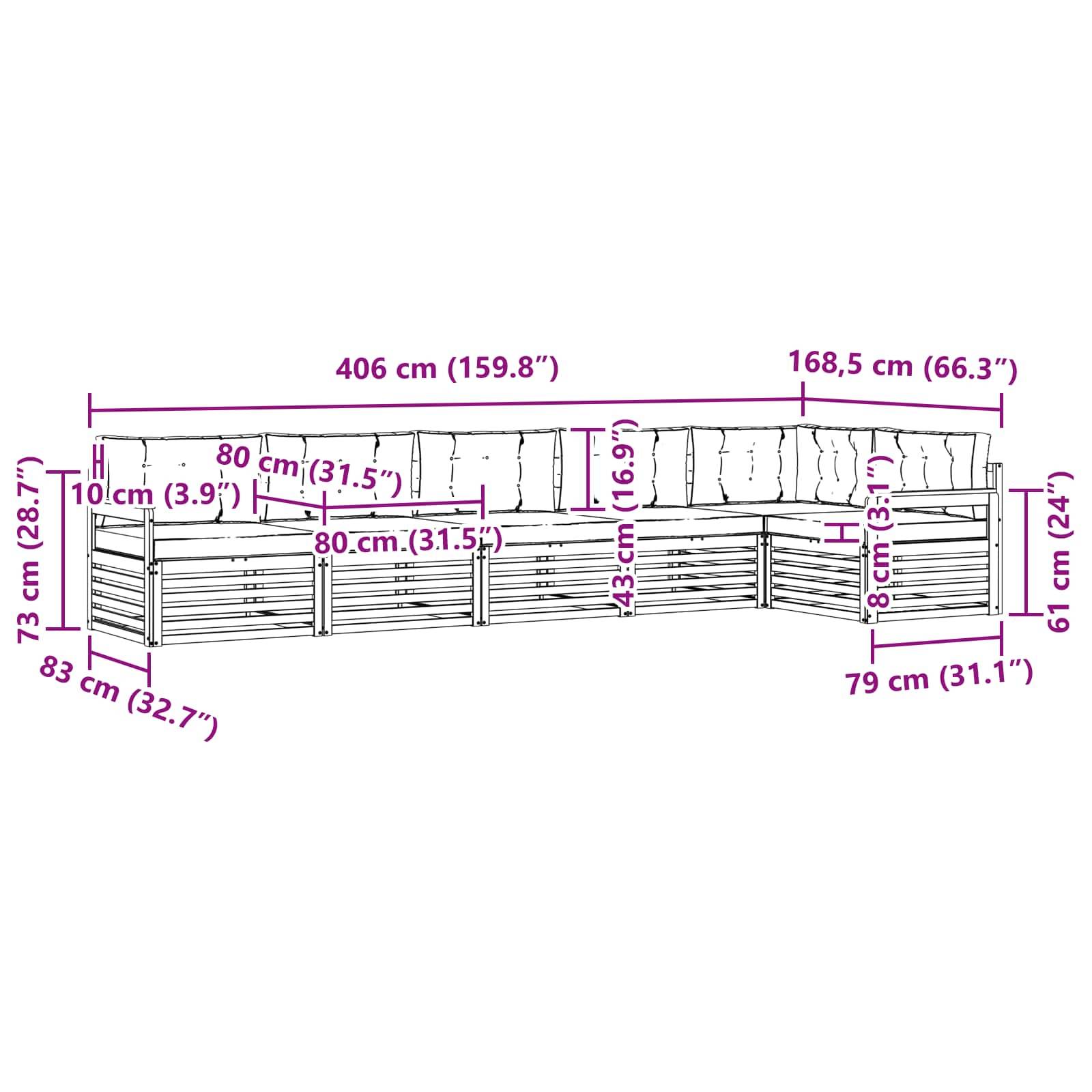 vidaXL Outdoor-Sofagarnitur 6 pcs Weiß und Anthrazit Polyester