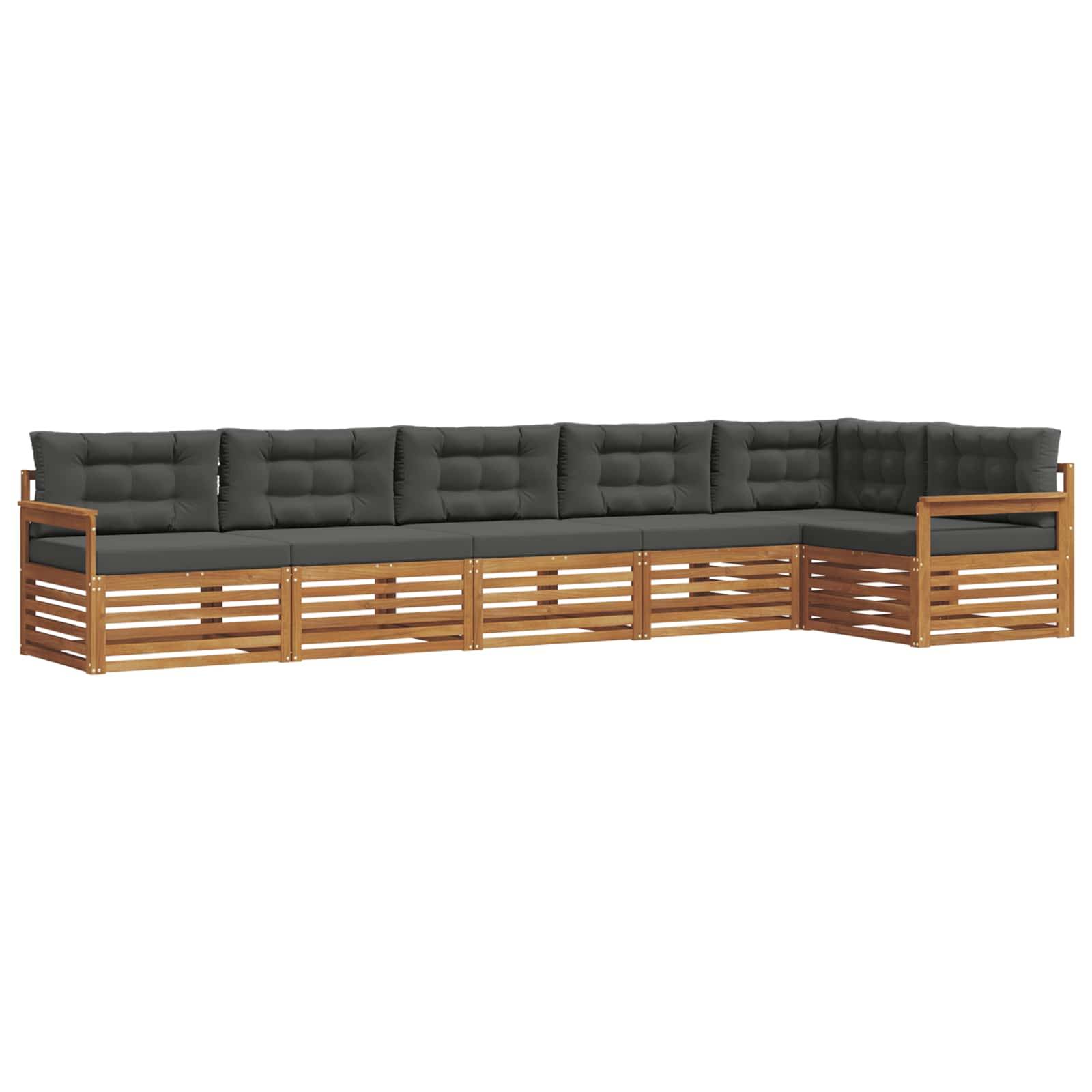 vidaXL Outdoor-Sofagarnitur mit Kissen 6 pcs Natur und Anthrazit