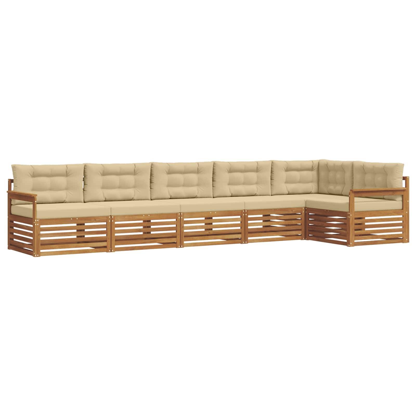 vidaXL Outdoor-Sofagarnitur mit Kissen 6 pcs Natur und Beige