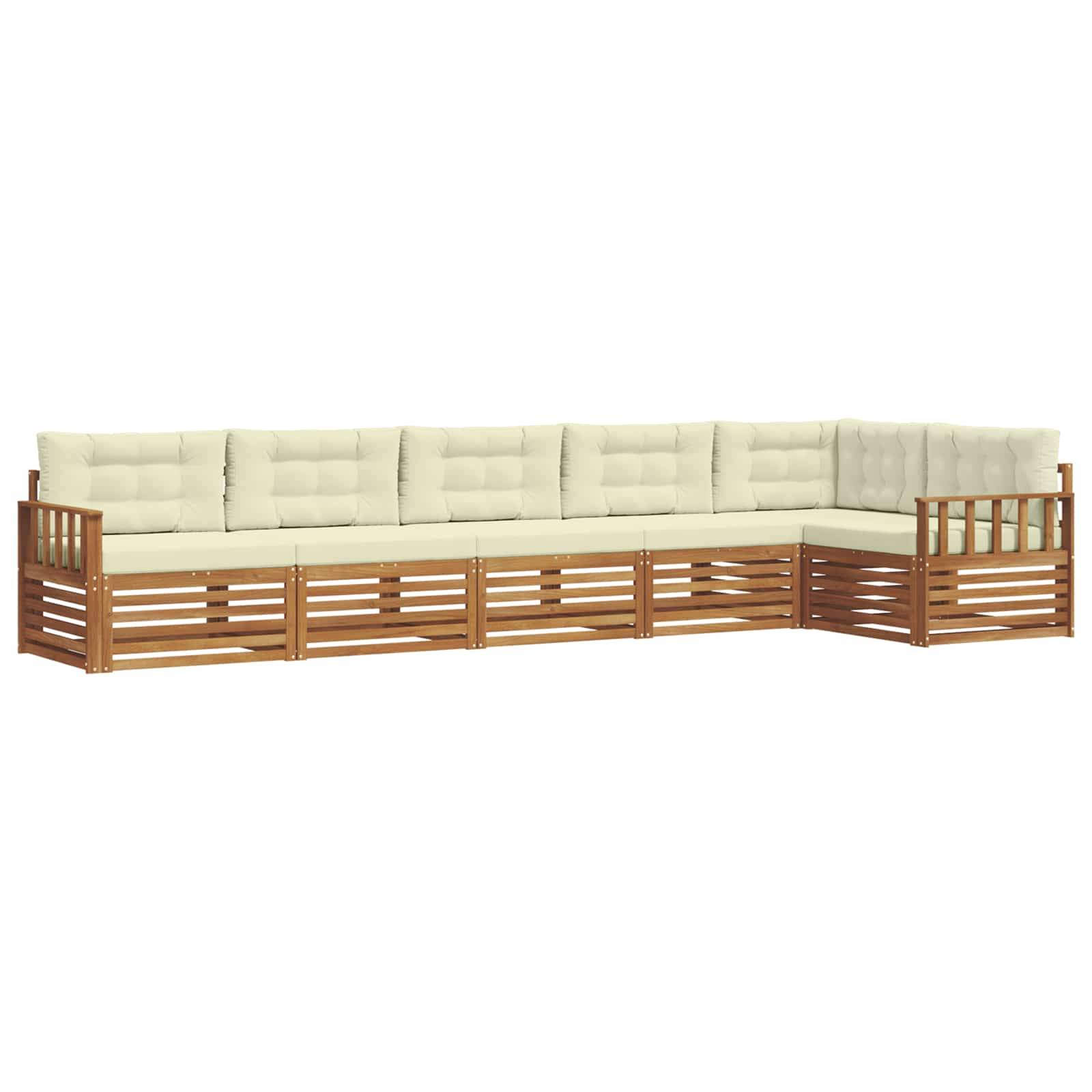 vidaXL Outdoor-Sofagarnitur mit Kissen 6 pcs Natur und Creme