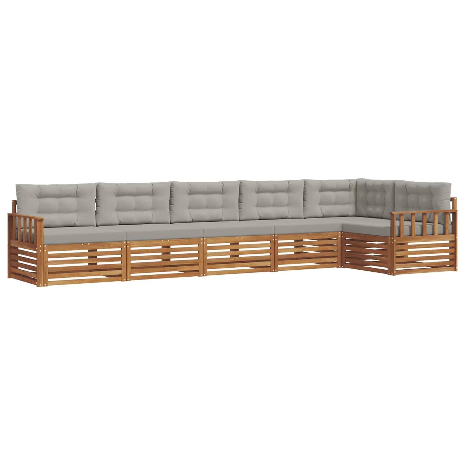 vidaXL Outdoor-Sofagarnitur mit Kissen 6 pcs Natürlich und Hellgrau