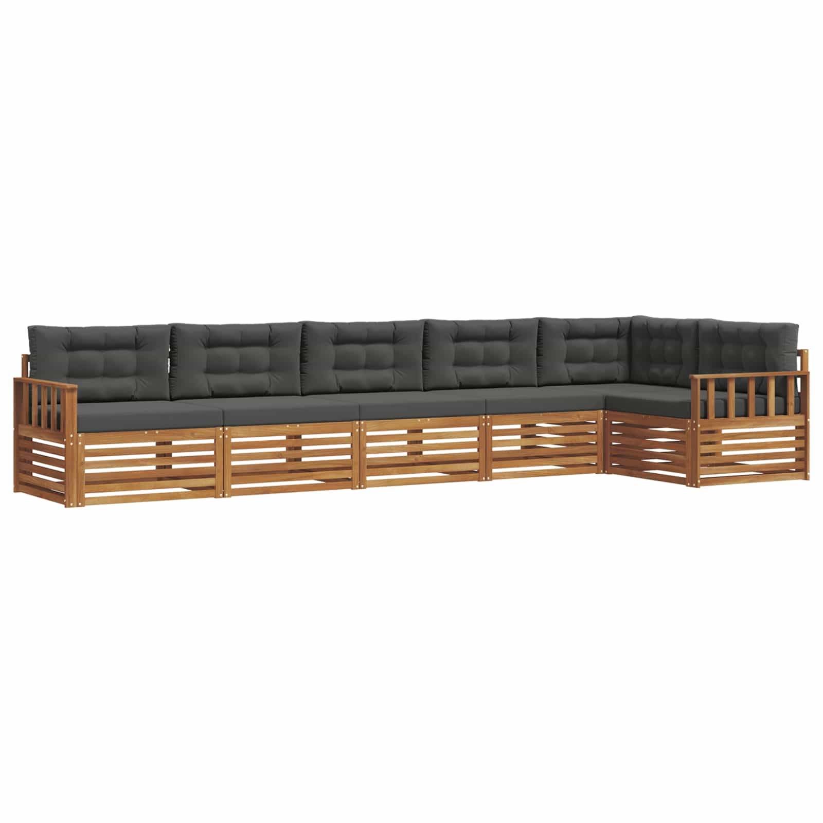 vidaXL Outdoor-Sofagarnitur mit Kissen 6 pcs Natur und Anthrazit