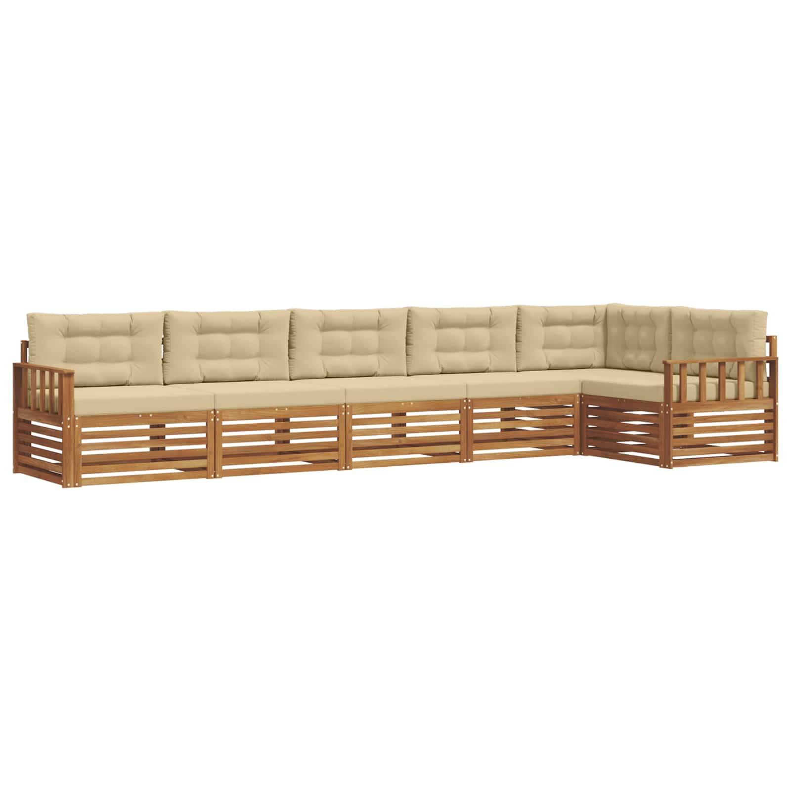 vidaXL Outdoor-Sofagarnitur mit Kissen 6 pcs Natur und Beige