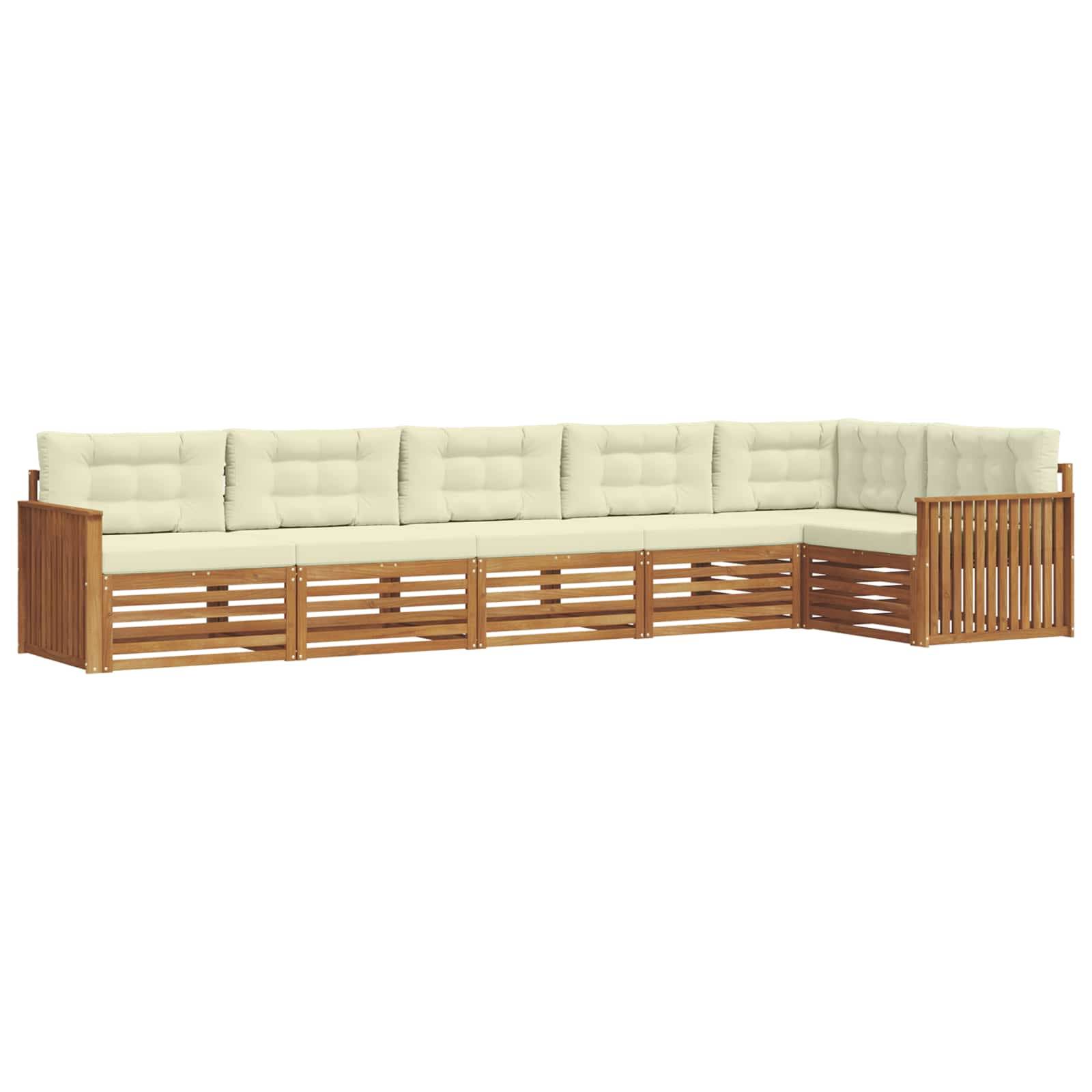 vidaXL Outdoor-Sofagarnitur mit Kissen 6 pcs Natur und Creme