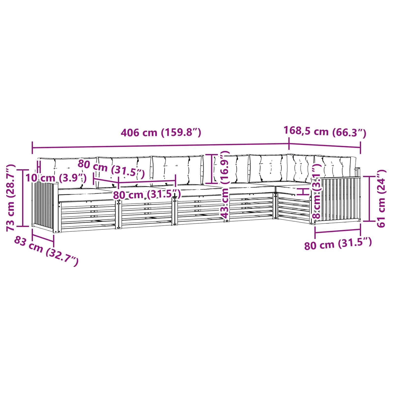 vidaXL Outdoor-Sofagarnitur 6 pcs Weiß und Anthrazit