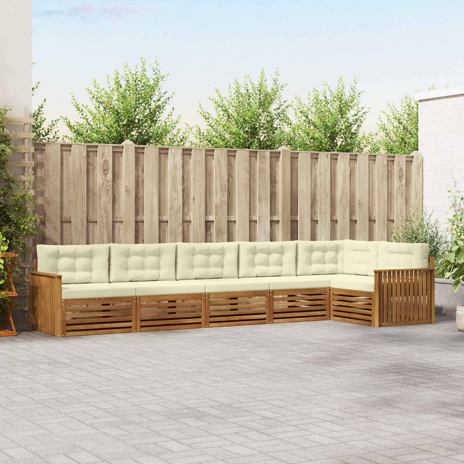 vidaXL Outdoor-Sofagarnitur mit Kissen 6 pcs Natur und Creme
