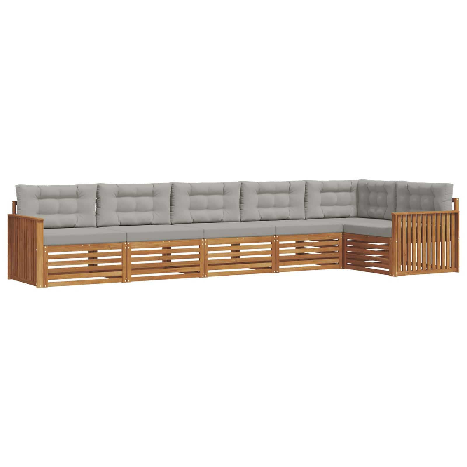 vidaXL Outdoor-Sofagarnitur mit Kissen 6 pcs Natürlich und Hellgrau