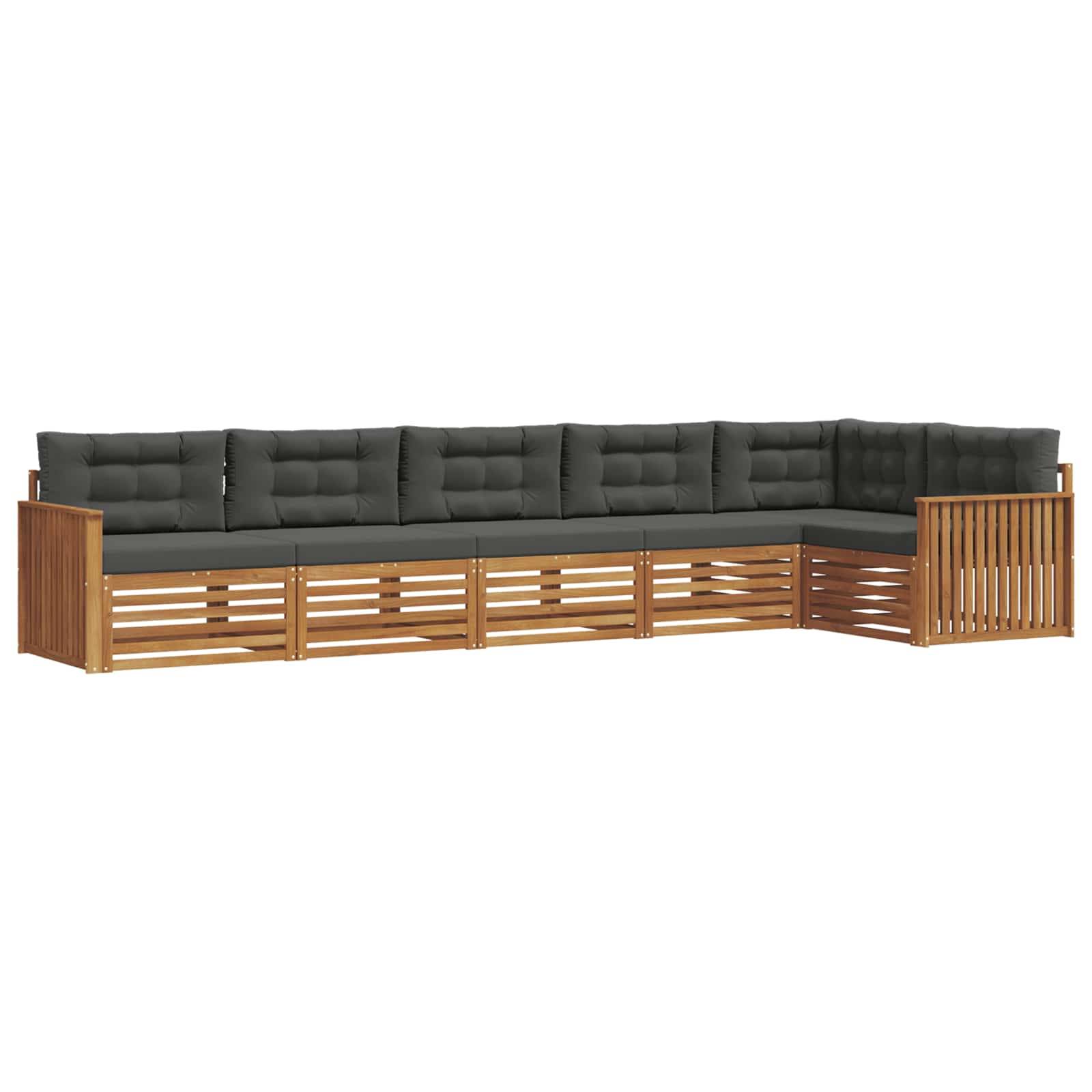 vidaXL Outdoor-Sofagarnitur mit Kissen 6 pcs Natur und Anthrazit