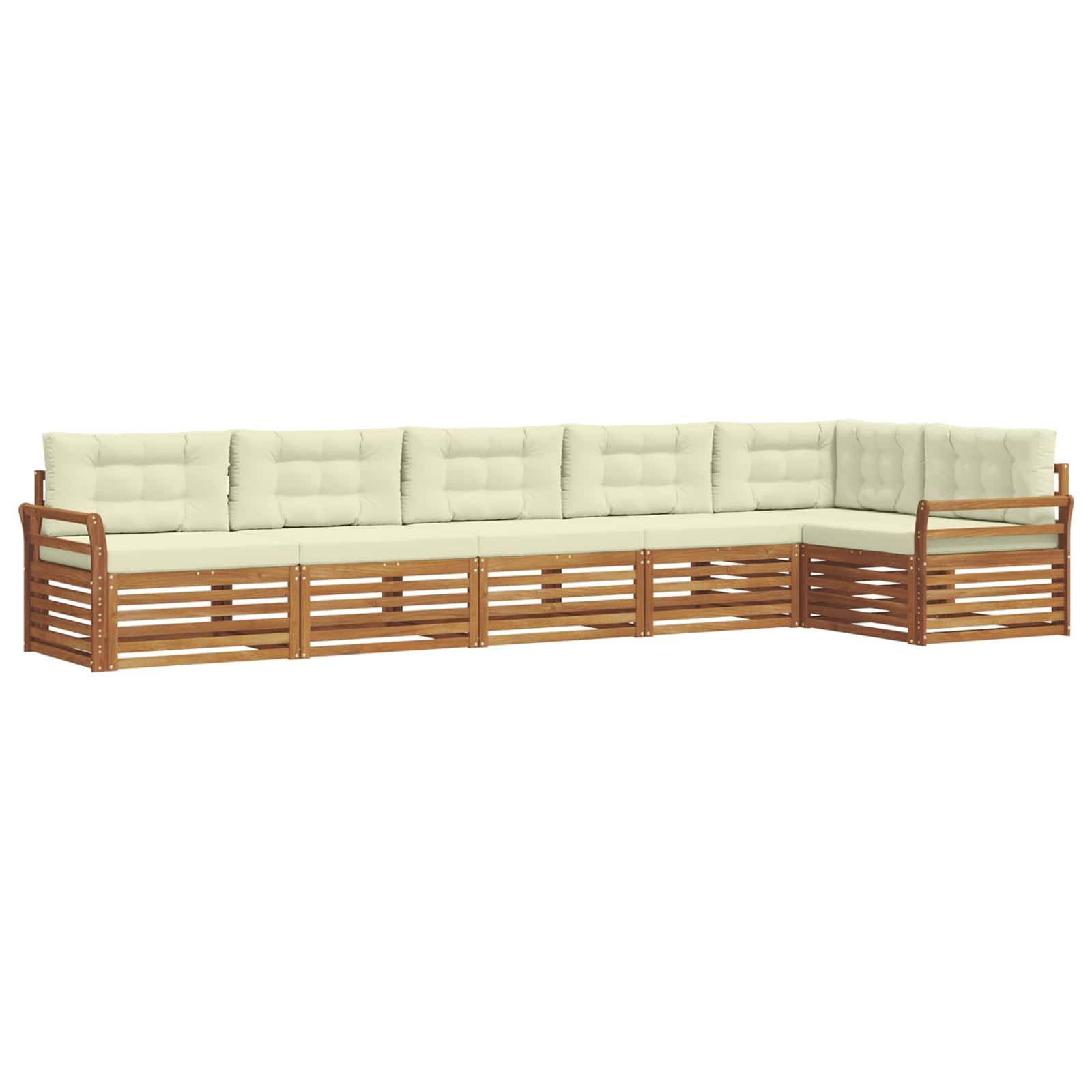 vidaXL Outdoor-Sofagarnitur mit Kissen 6 pcs Natur und Creme