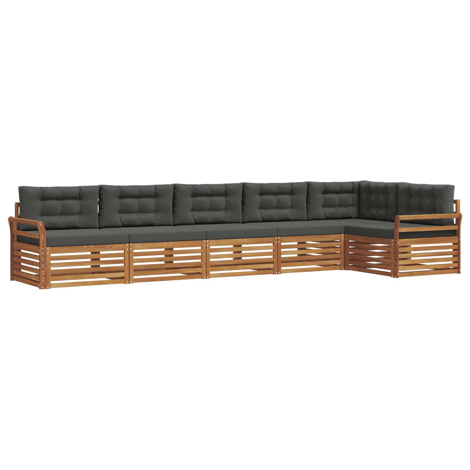 vidaXL Outdoor-Sofagarnitur mit Kissen 6 pcs Natur und Anthrazit