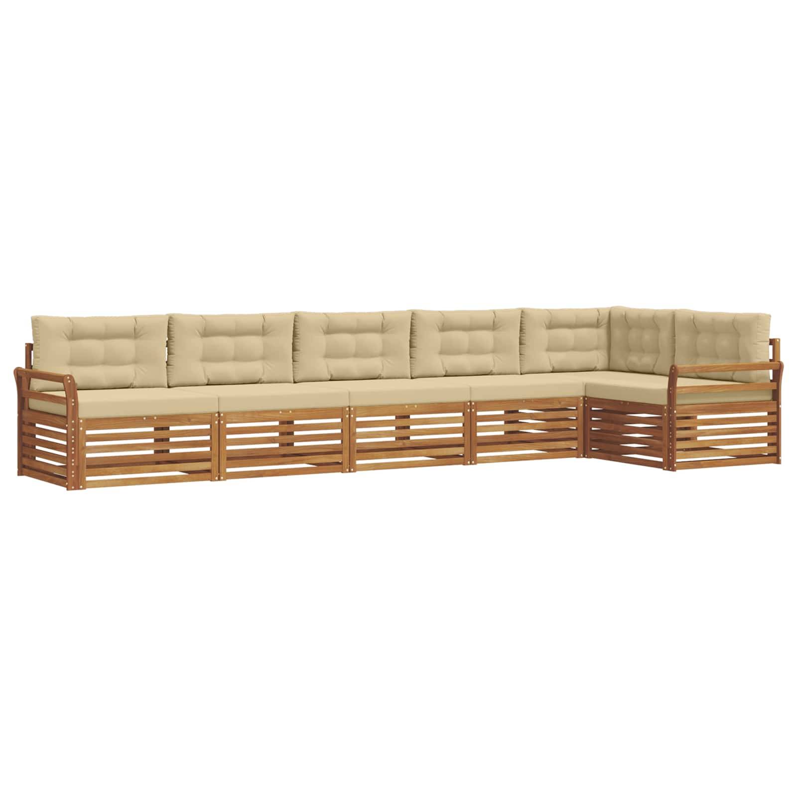 vidaXL Outdoor-Sofagarnitur mit Kissen 6 pcs Natur und Beige