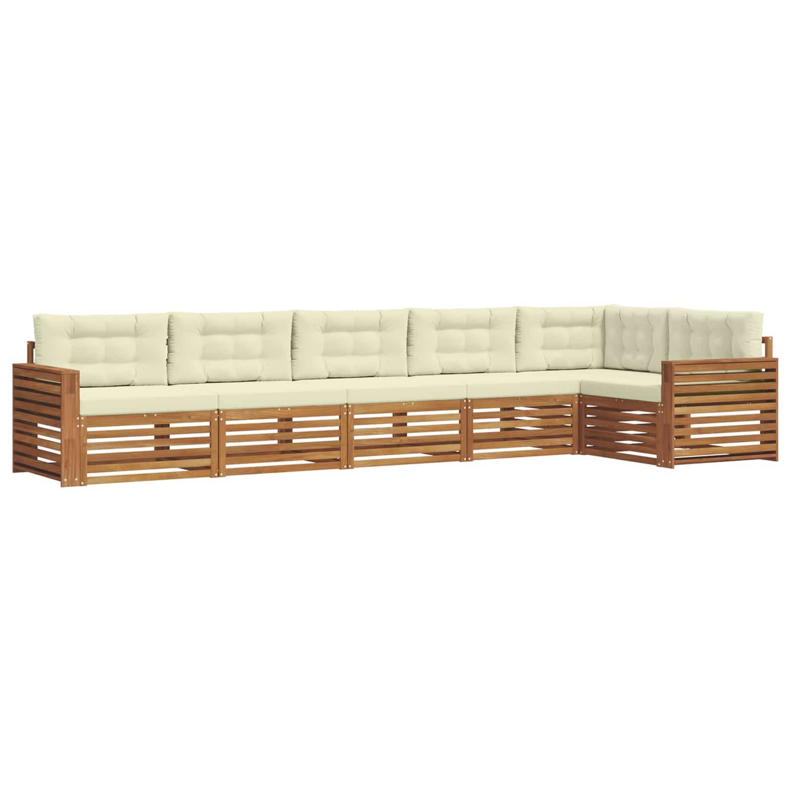 vidaXL Outdoor-Sofagarnitur mit Kissen 6 pcs Natur und Creme
