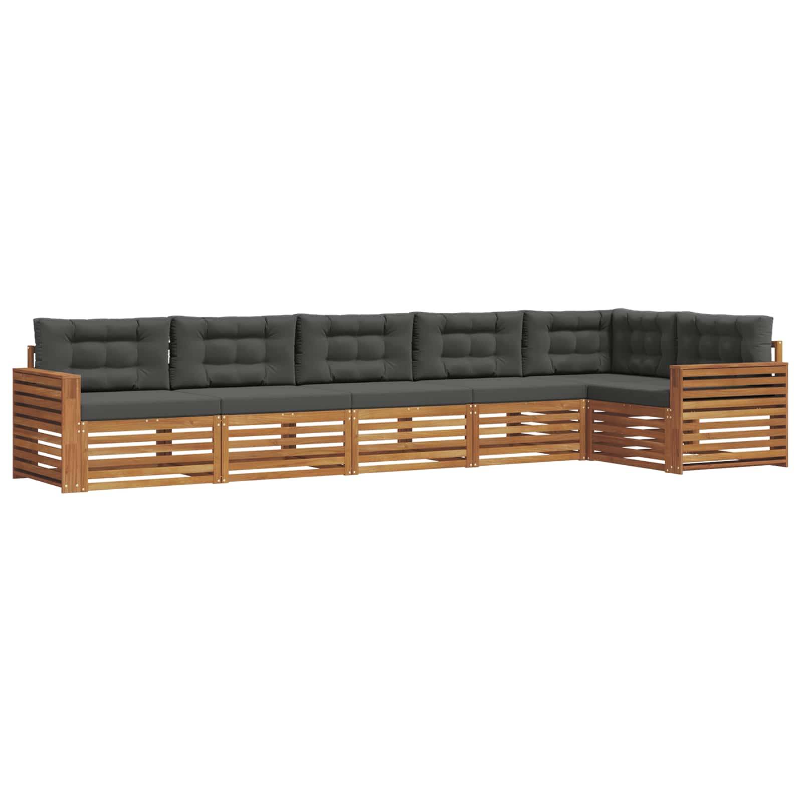 vidaXL Outdoor-Sofagarnitur mit Kissen 6 pcs Natur und Anthrazit