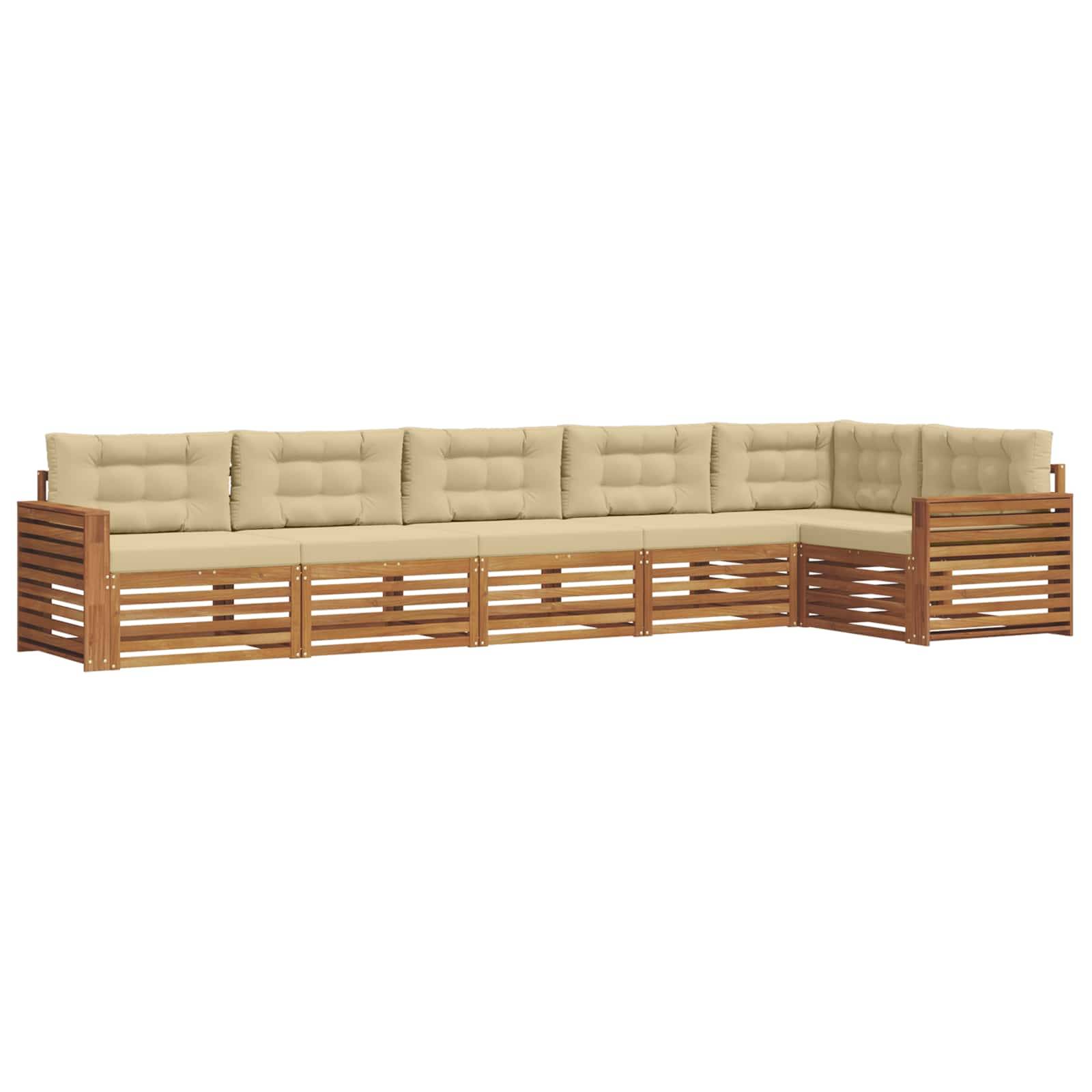 vidaXL Outdoor-Sofagarnitur mit Kissen 6 pcs Natur und Beige