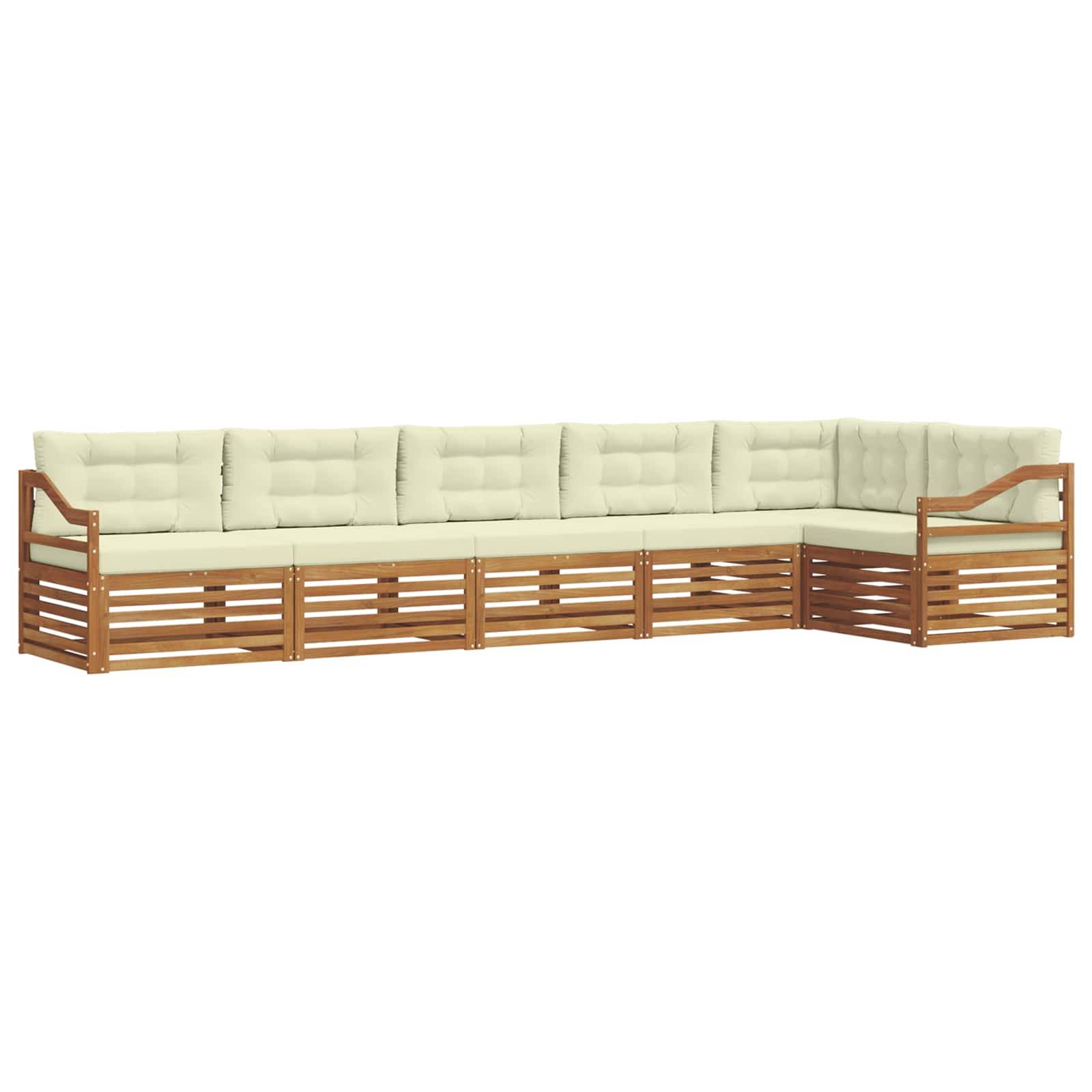 vidaXL Outdoor-Sofagarnitur mit Kissen 6 pcs Natur und Creme