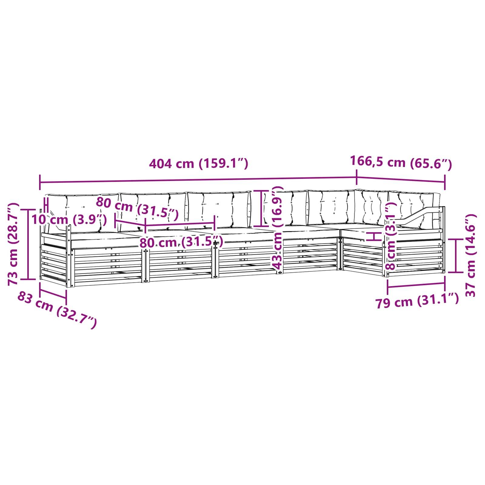 vidaXL Outdoor-Sofagarnitur mit Kissen 6 pcs Natur und Creme