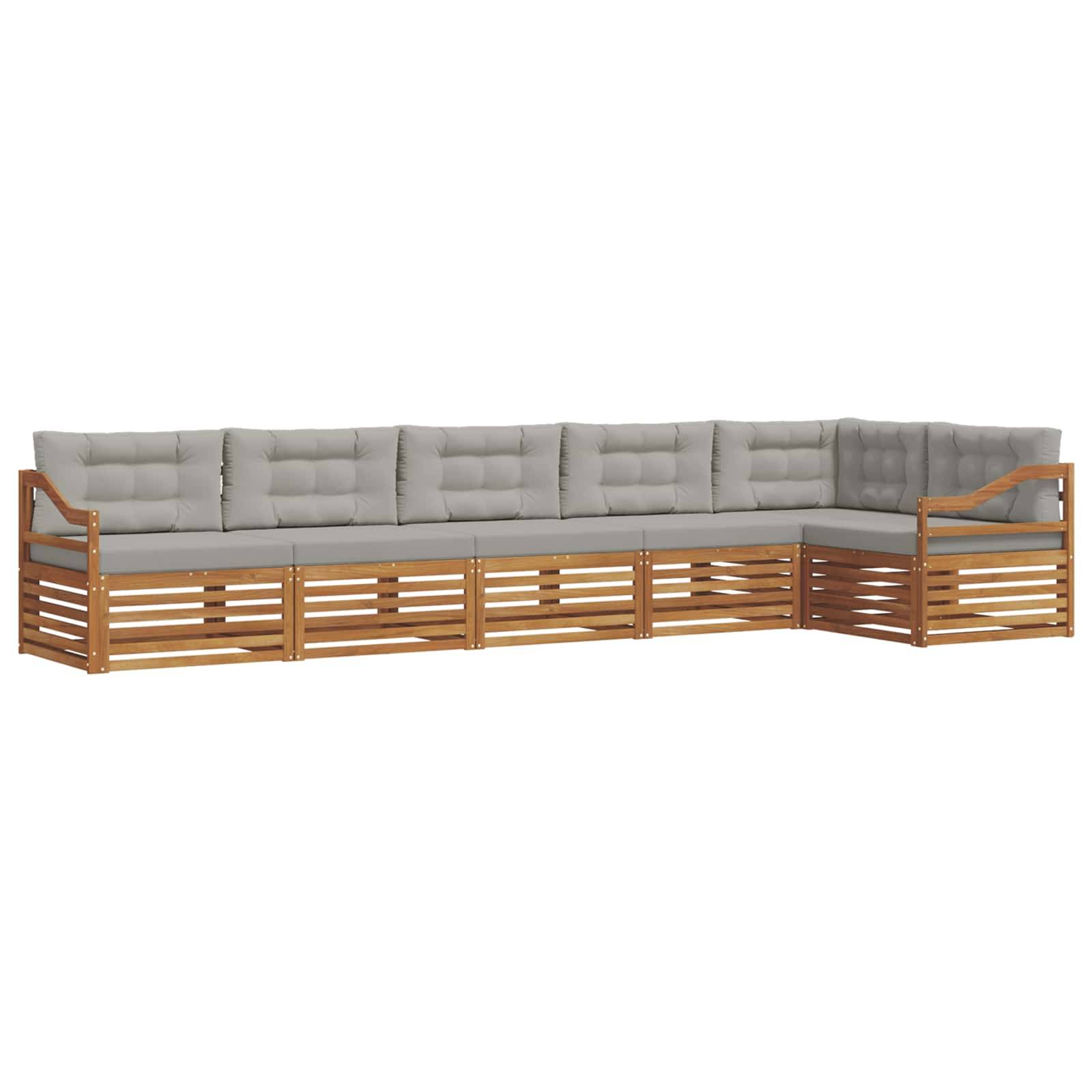 vidaXL Outdoor-Sofagarnitur mit Kissen 6 pcs Natürlich und Hellgrau