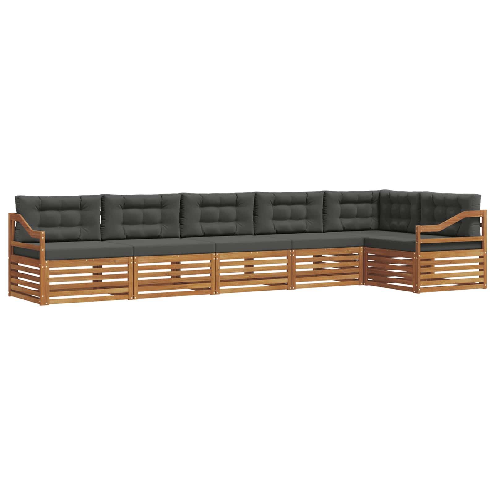 vidaXL Outdoor-Sofagarnitur mit Kissen 6 pcs Natur und Anthrazit