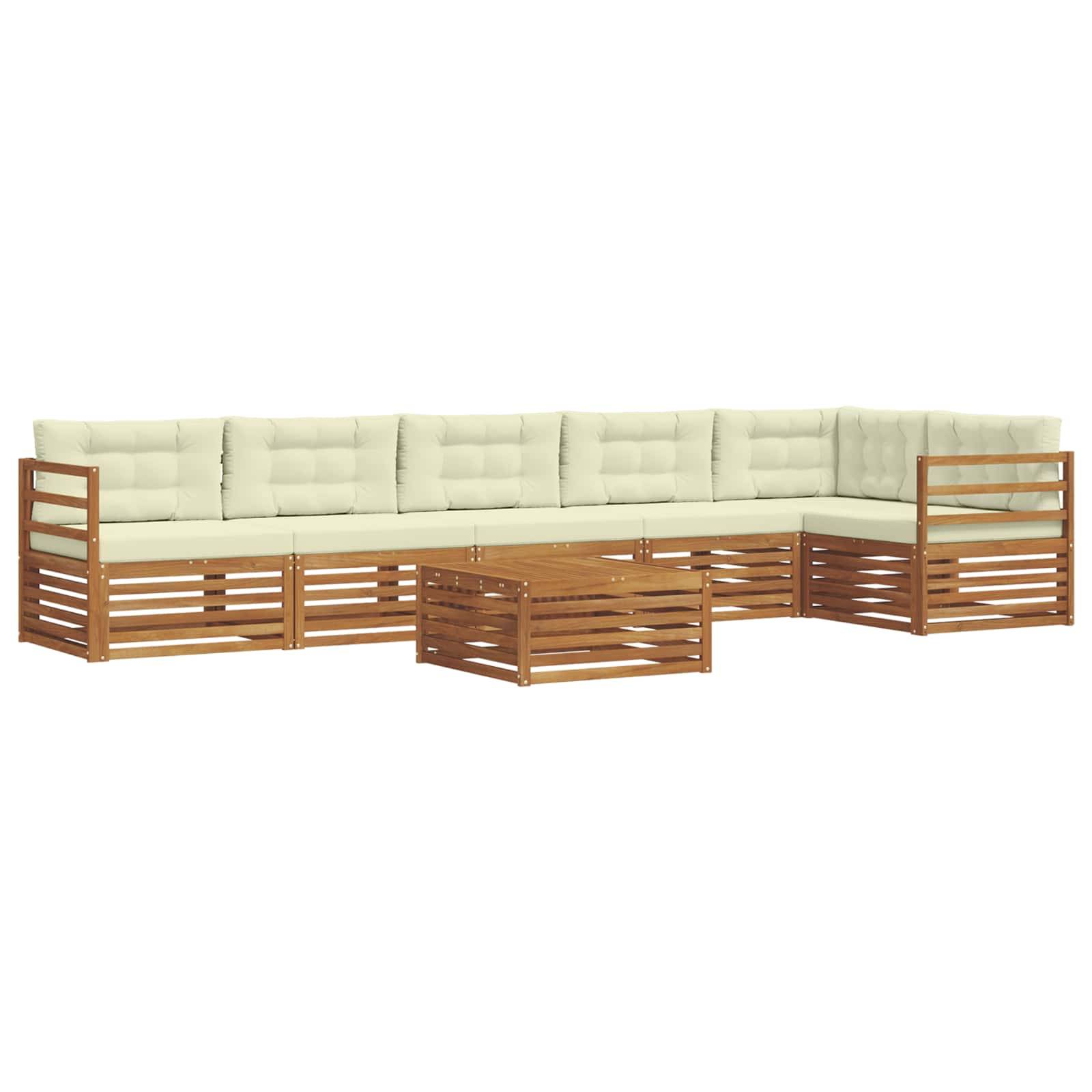 vidaXL Outdoor-Sofagarnitur mit Kissen 7 pcs Natur und Creme