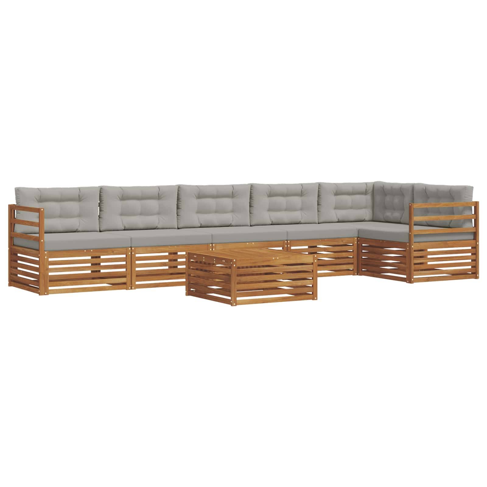 vidaXL Outdoor-Sofagarnitur mit Kissen 7 pcs Natürlich und Hellgrau