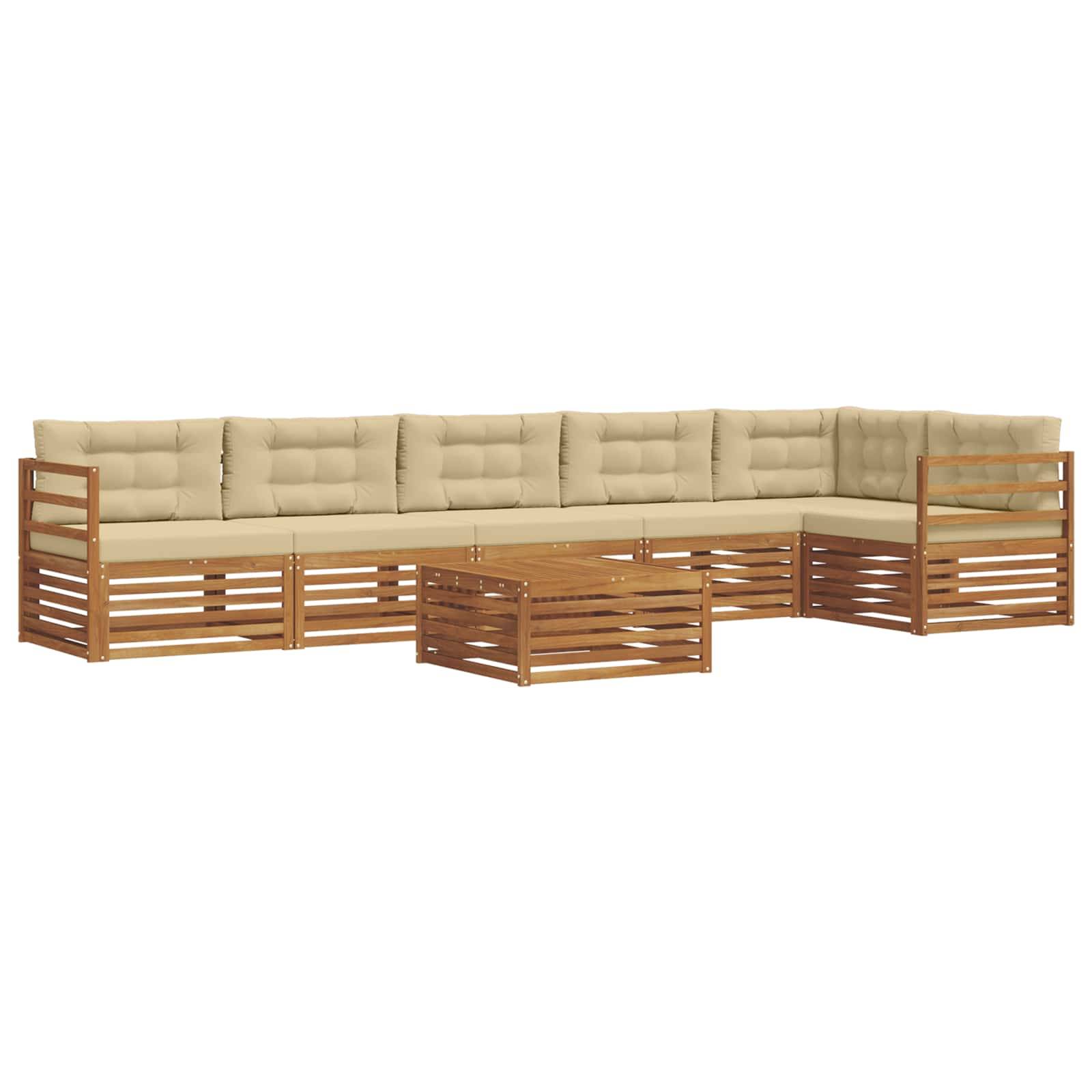 vidaXL Outdoor-Sofagarnitur mit Kissen 7 pcs Natur und Beige