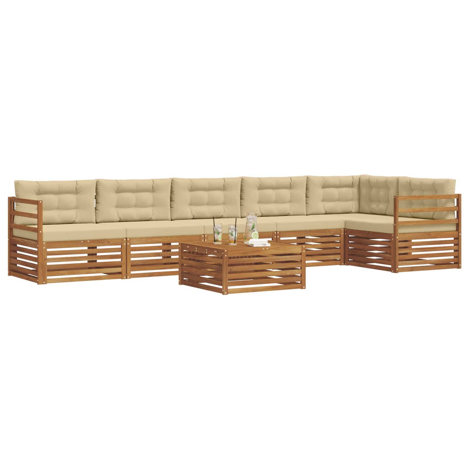 vidaXL Outdoor-Sofagarnitur mit Kissen 7 pcs Natur und Beige